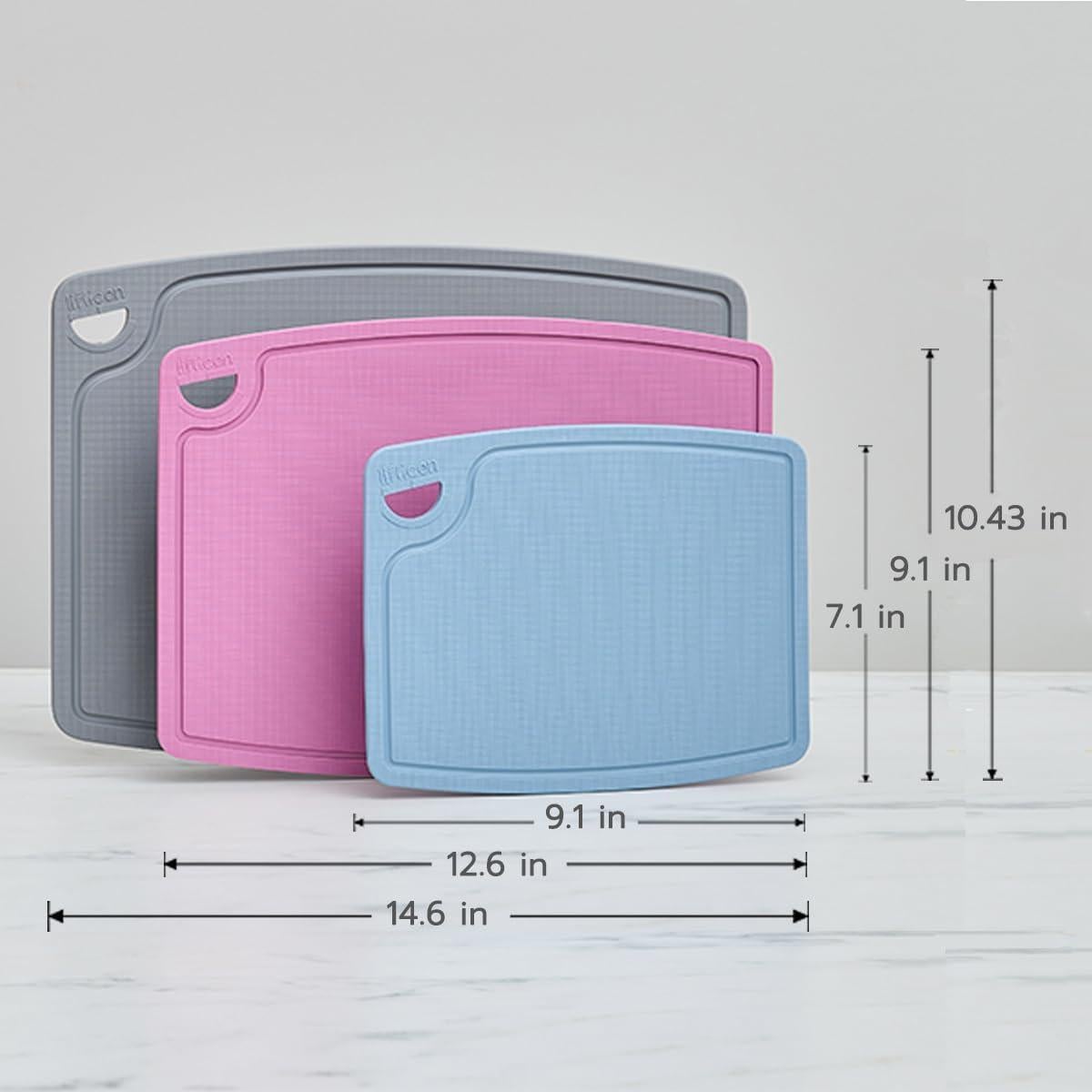 Juego de 3 Tablas de Cortar de Silicona Liflicon - Azul Claro