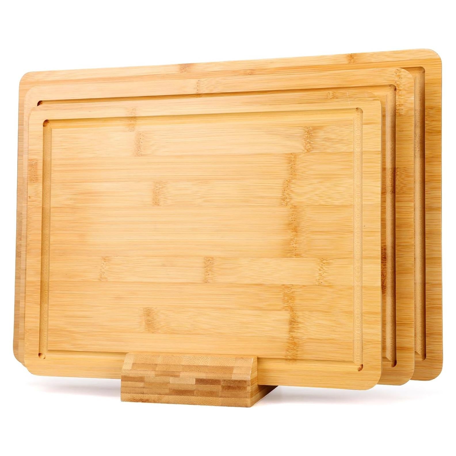 Juego de 3 Tablas de Cortar de Bambú Gtencemen con Soporte
