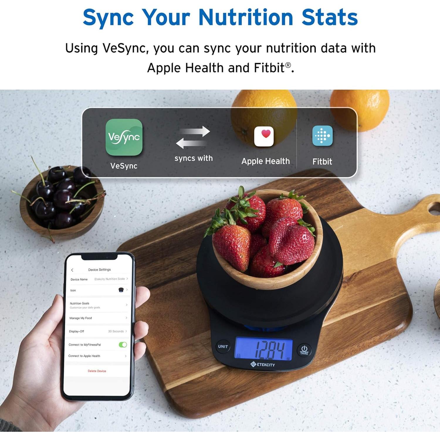 Etekcity Escala de Cocina Inteligente Digital 5000g Bluetooth