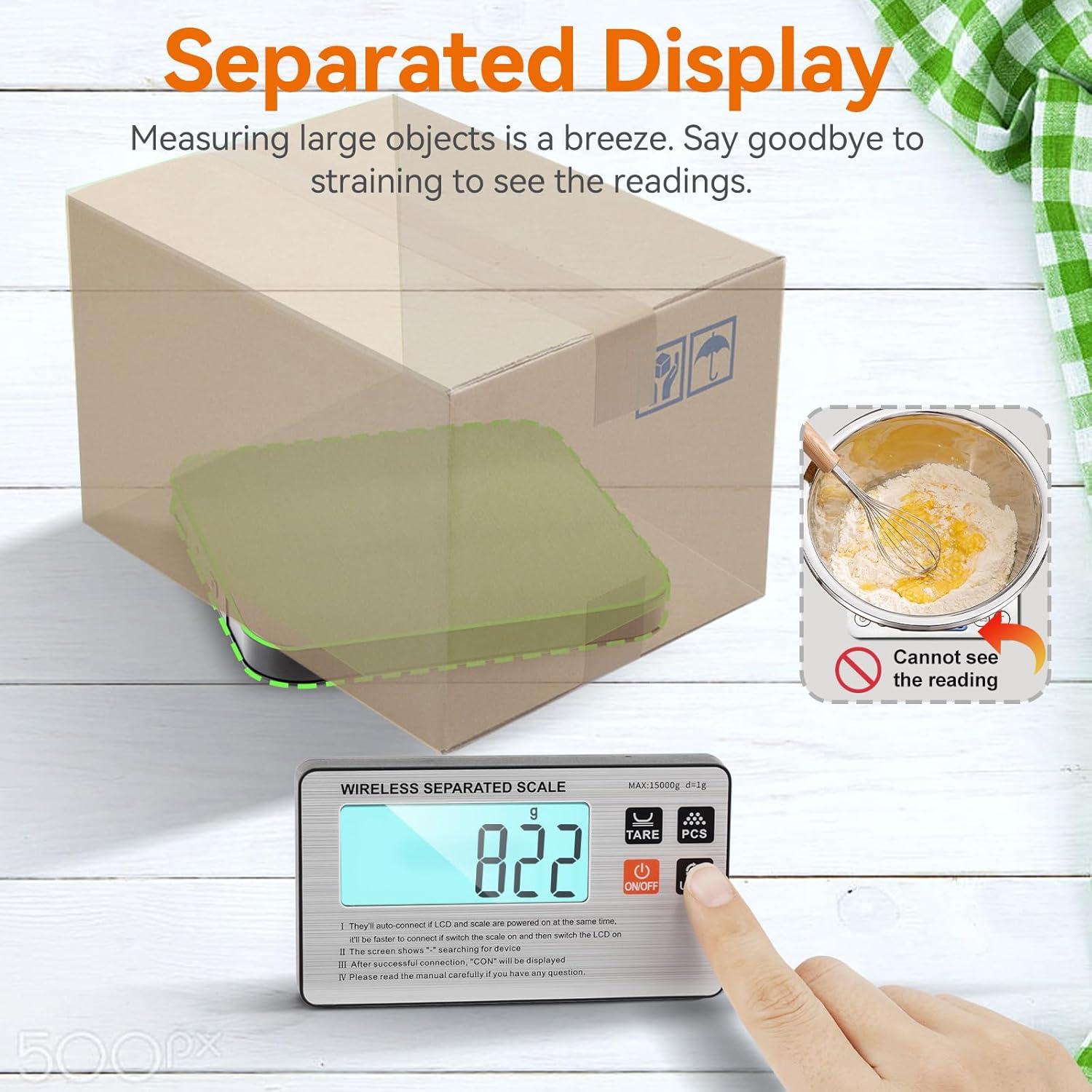 Báscula de Cocina Inalámbrica SHGMEET 15 kg Digital LCD