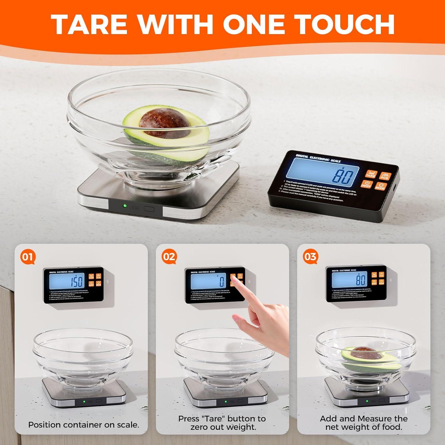 Báscula de Cocina Digital TRUDIN 15kg Pantalla Inalámbrica