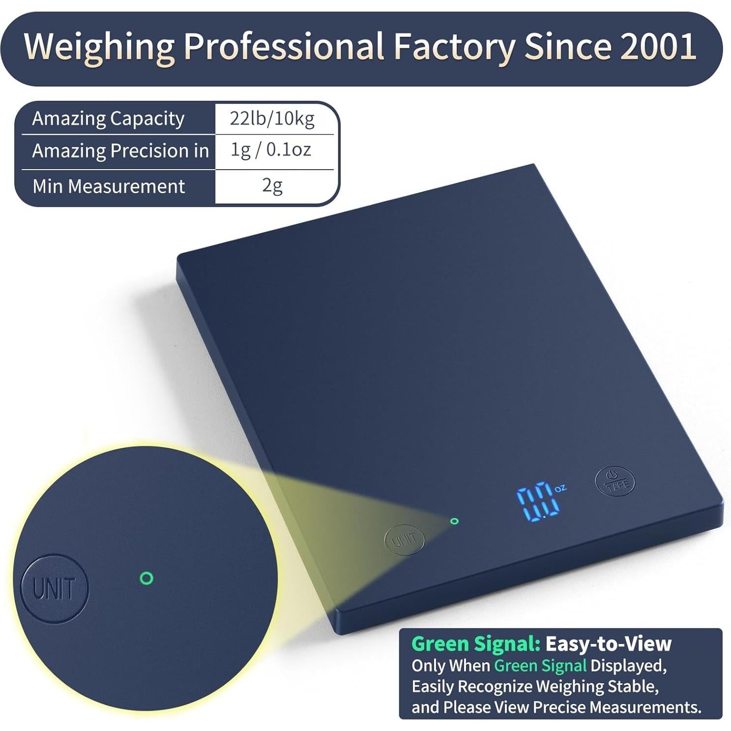 Balanza Digital de Cocina HomeBuds 10kg Azul LED 1g