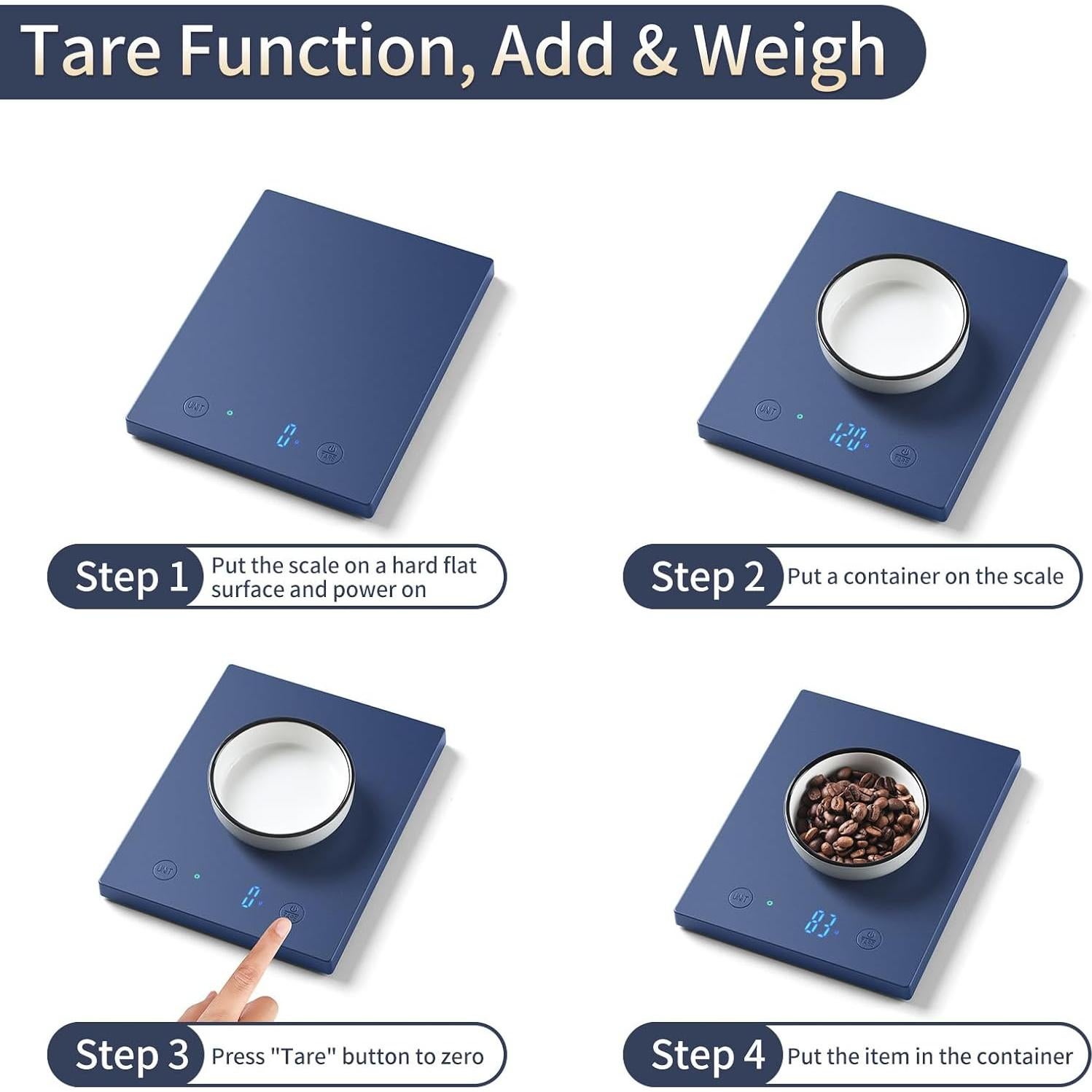 Balanza Digital de Cocina HomeBuds 10kg Azul LED 1g