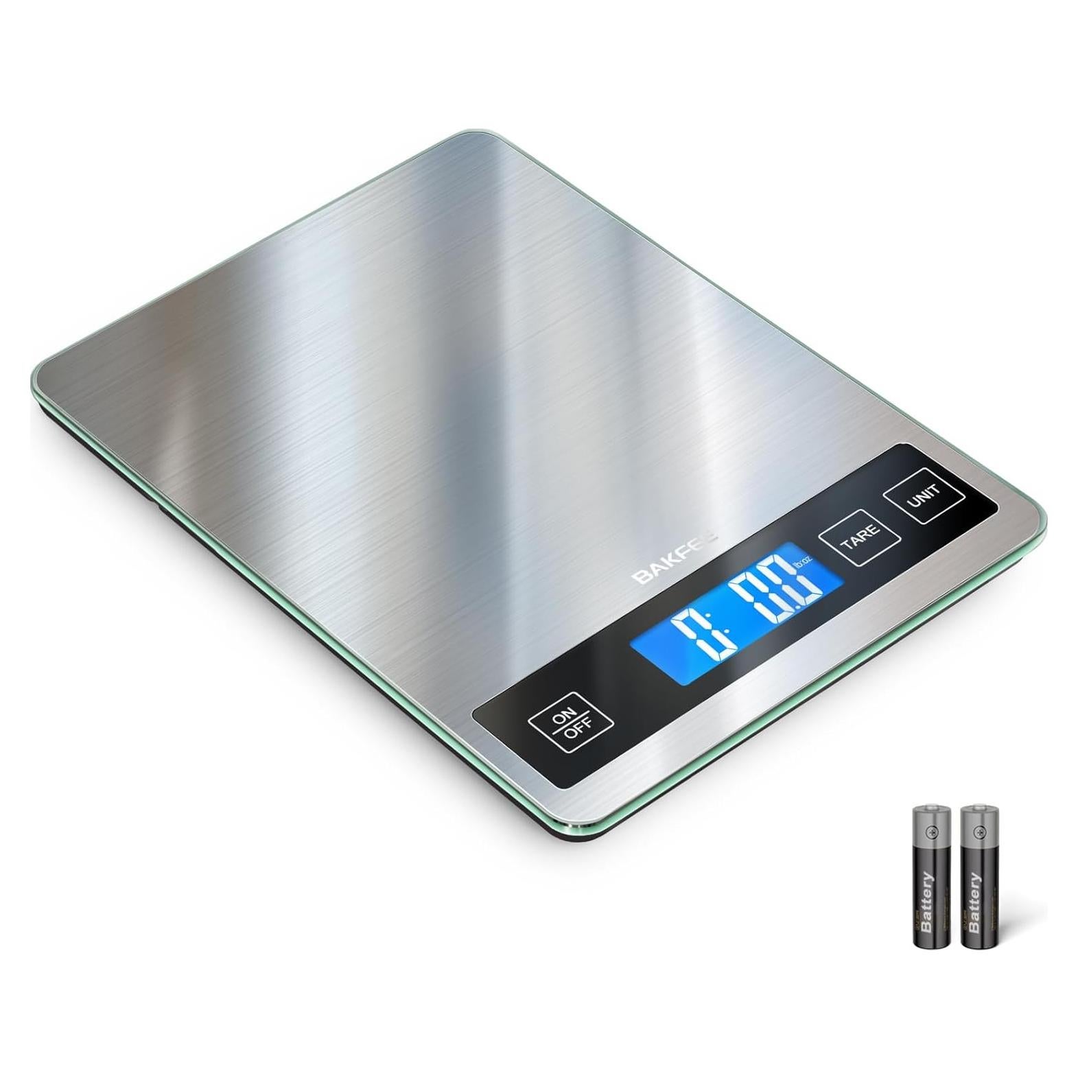 Báscula de Cocina Digital BakFee 15kg Acero Inoxidable Vidrio