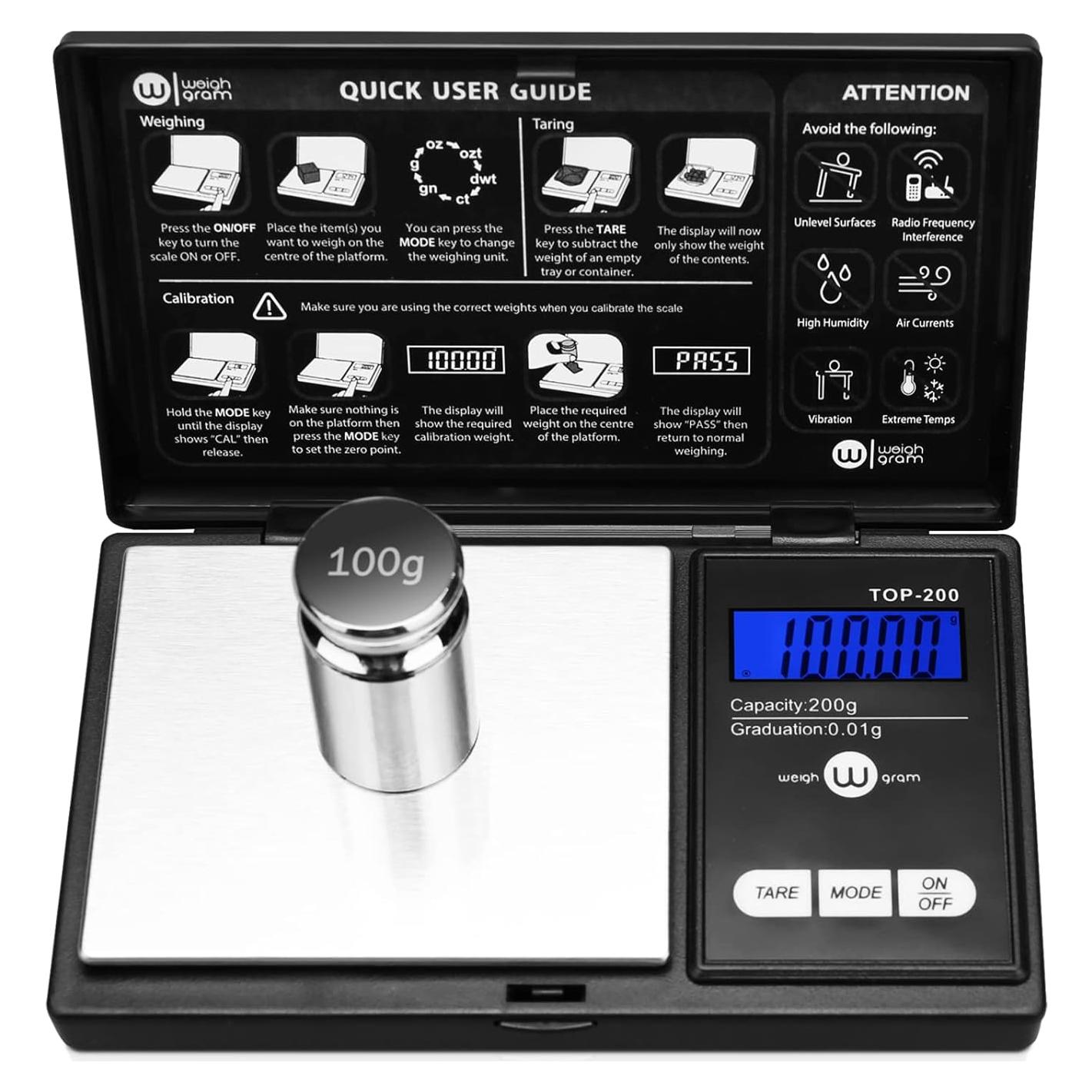 Báscula Digital de Bolsillo Weigh Gram 200g x 0.01g