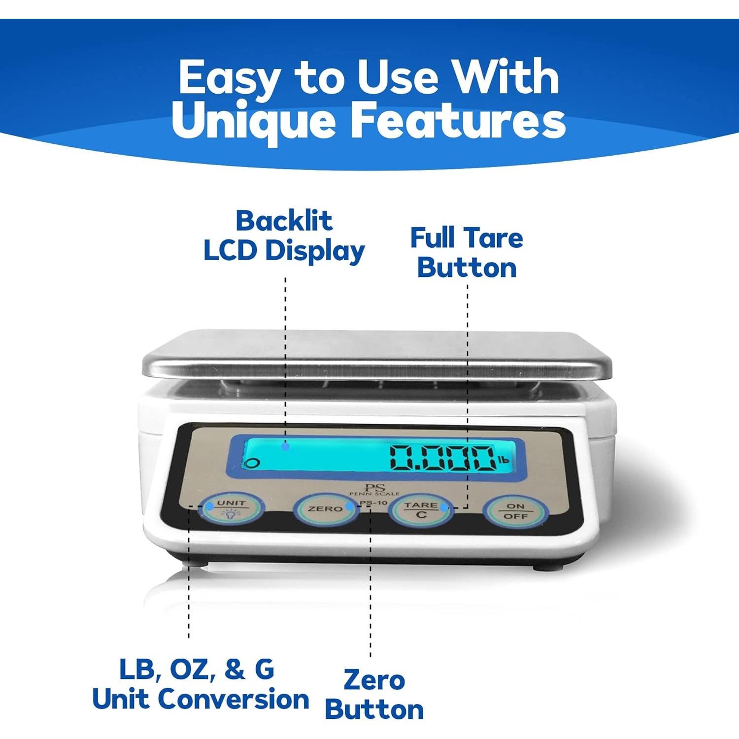 Báscula Digital de Cocina Penn Scale PS-10 - 4.99kg