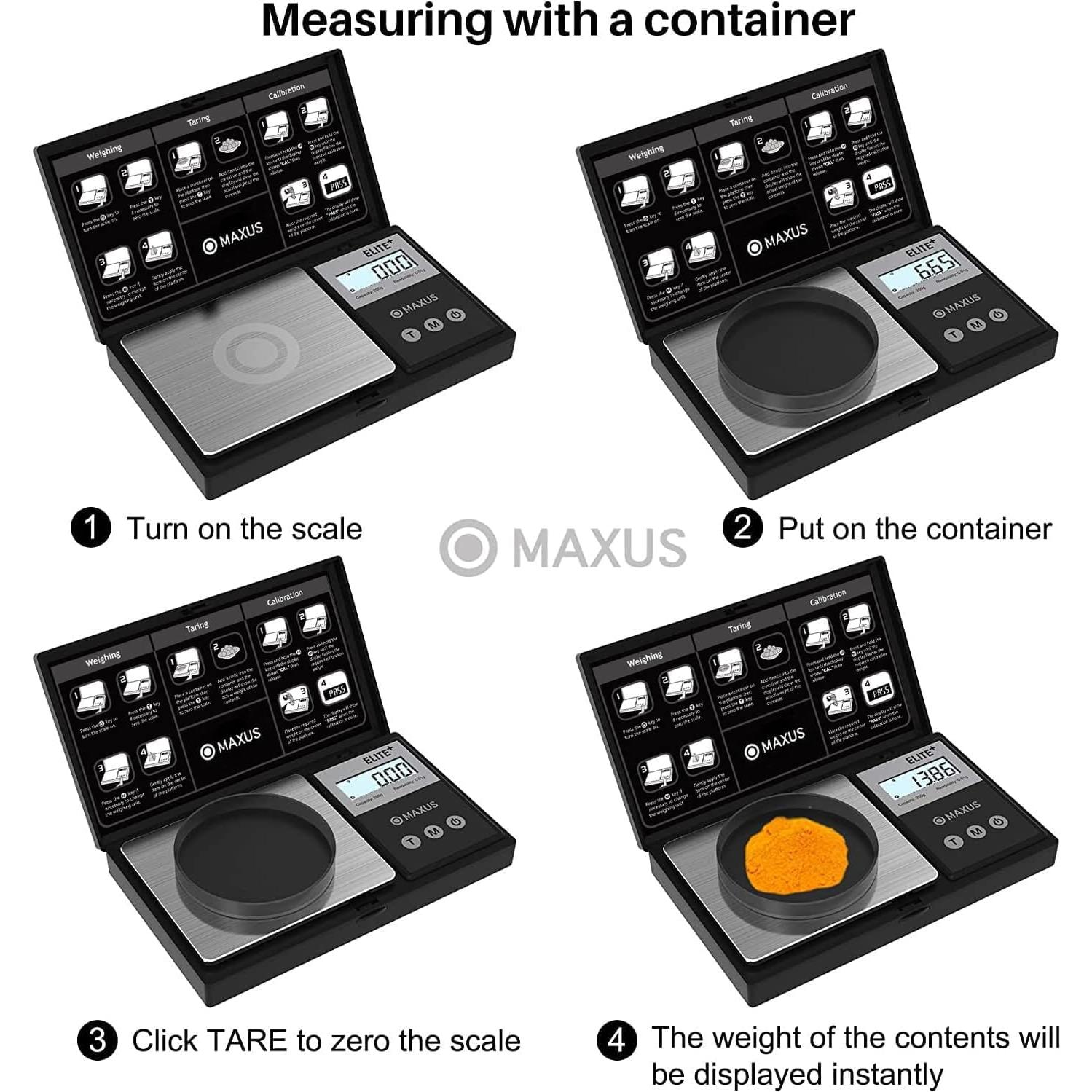 Báscula Digital de Bolsillo MAXUS 500g x 0.01g Alta Precisión