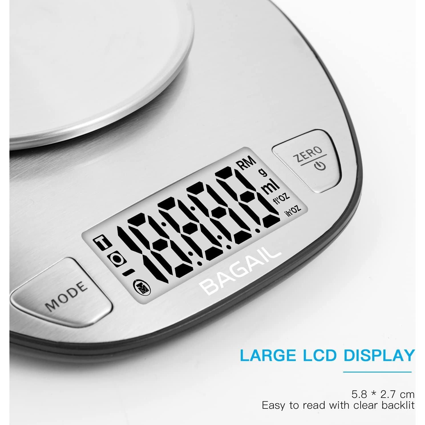 Balanza de Cocina Digital BAGAIL BASICS 5 kg Acero Inoxidable