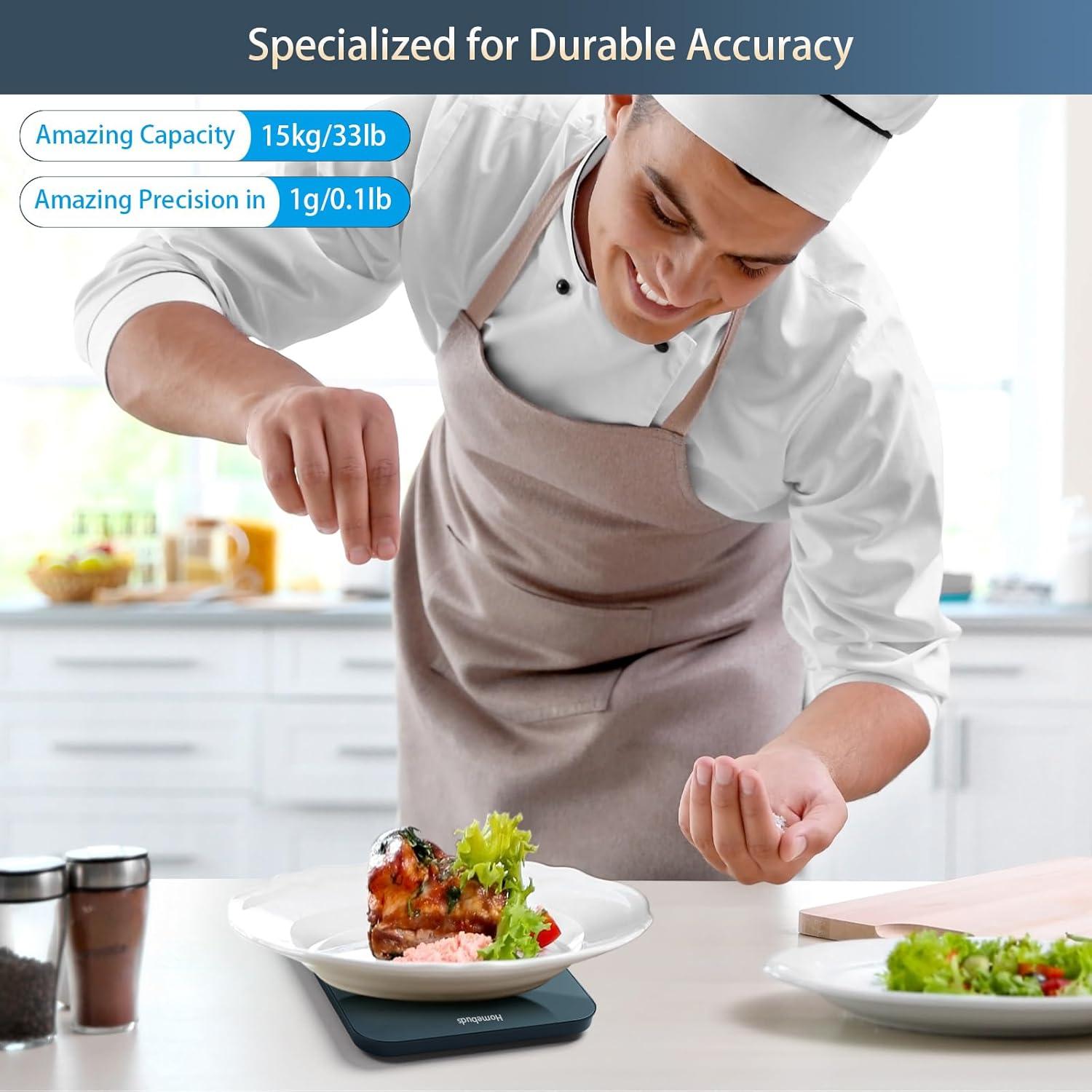 Báscula de Cocina Digital HomeBuds 15kg Azul Vidrio Templado