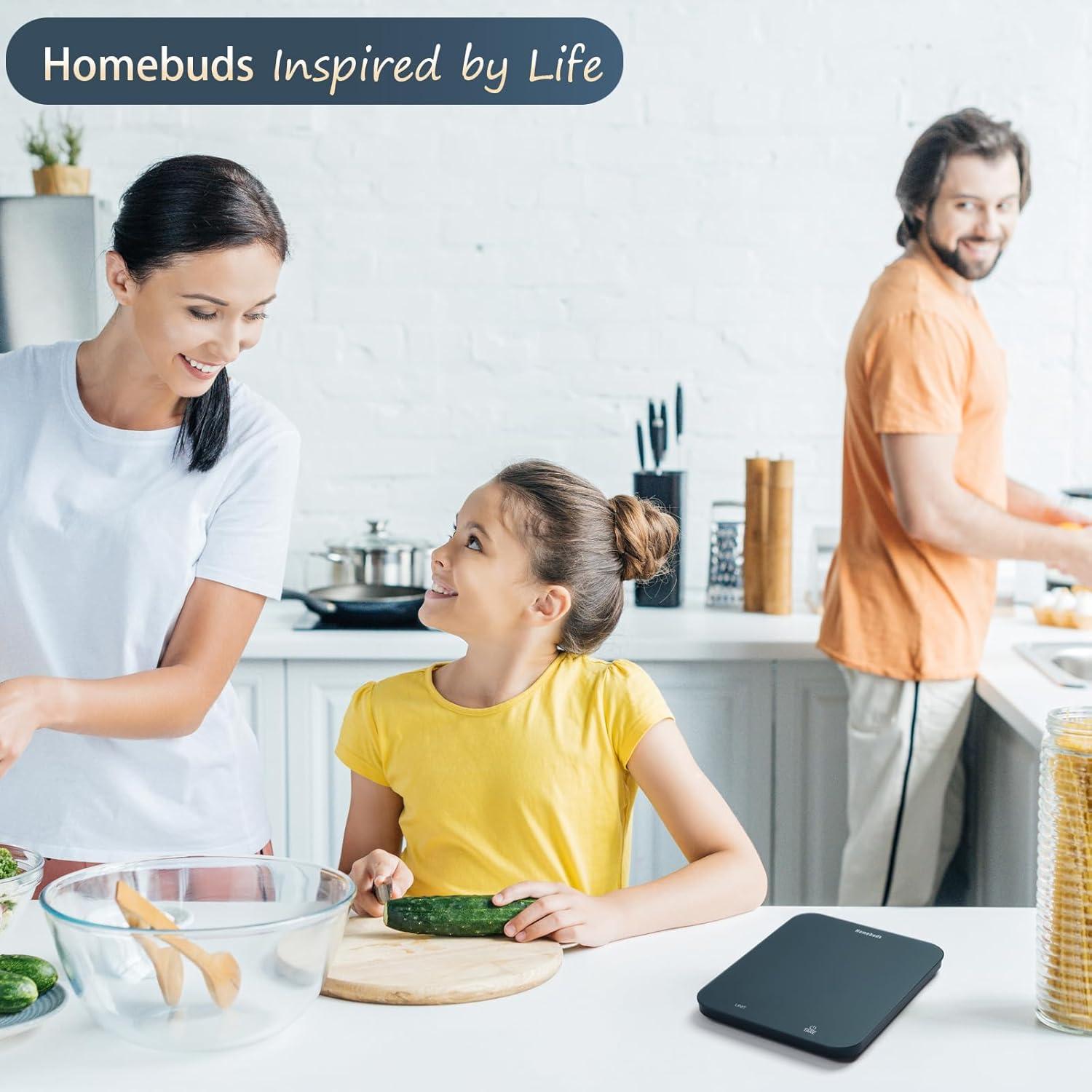 Báscula de Cocina Digital HomeBuds 15kg Azul Vidrio Templado