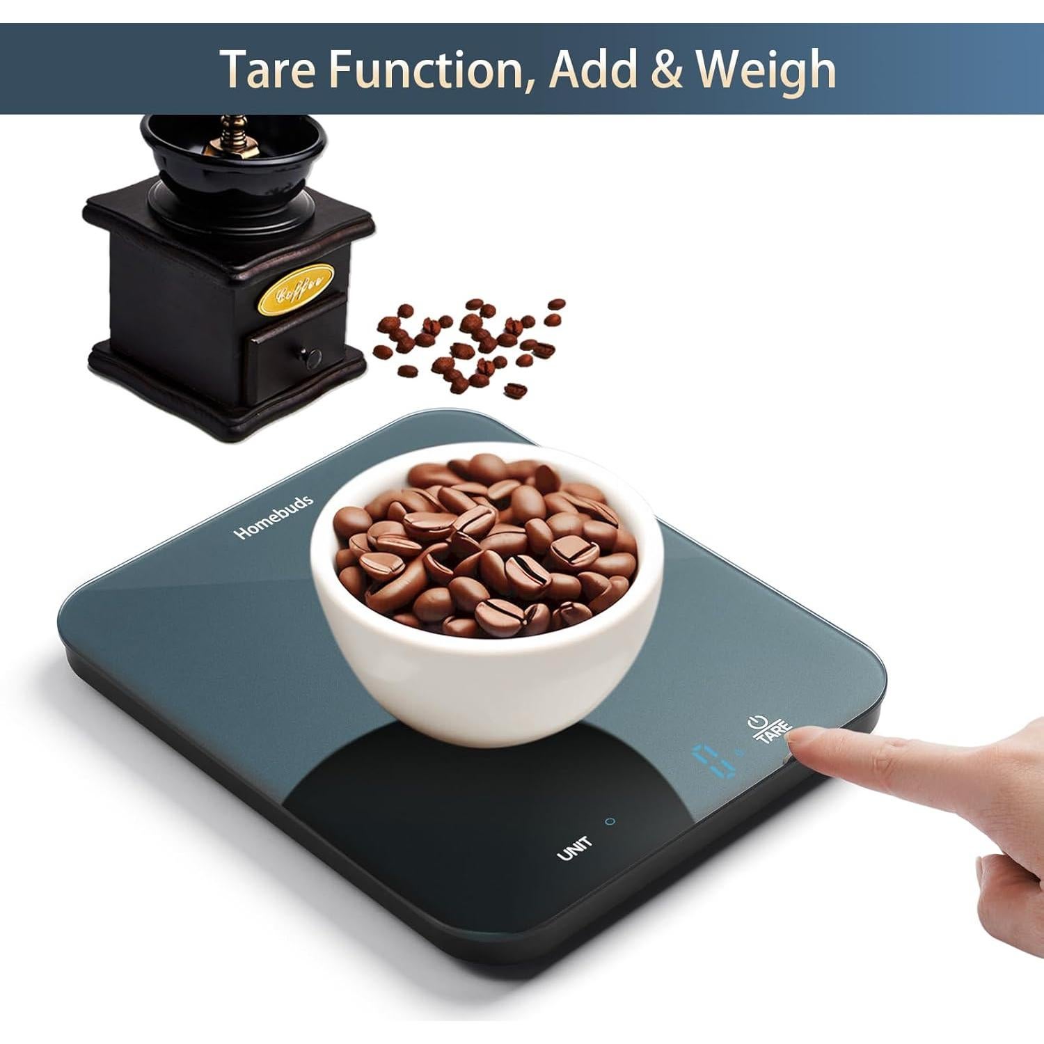 Báscula de Cocina Digital HomeBuds 15kg Azul Vidrio Templado