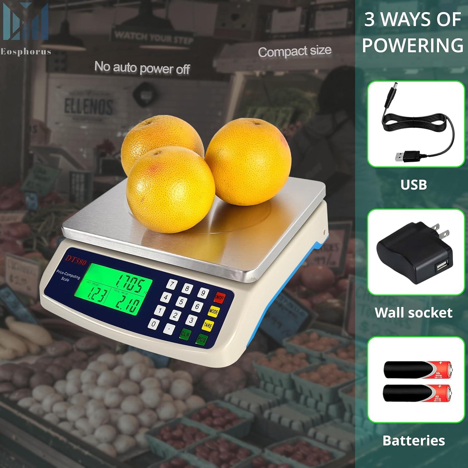 Báscula Digital Comercial Eosphorus 40kg Cálculo de Precios