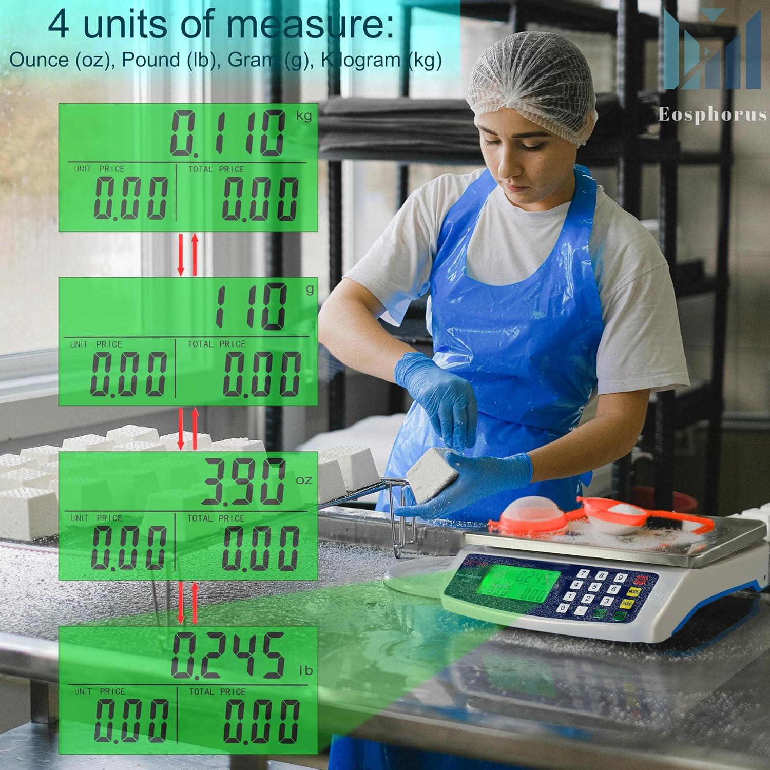 Báscula Digital Comercial Eosphorus 40kg Cálculo de Precios