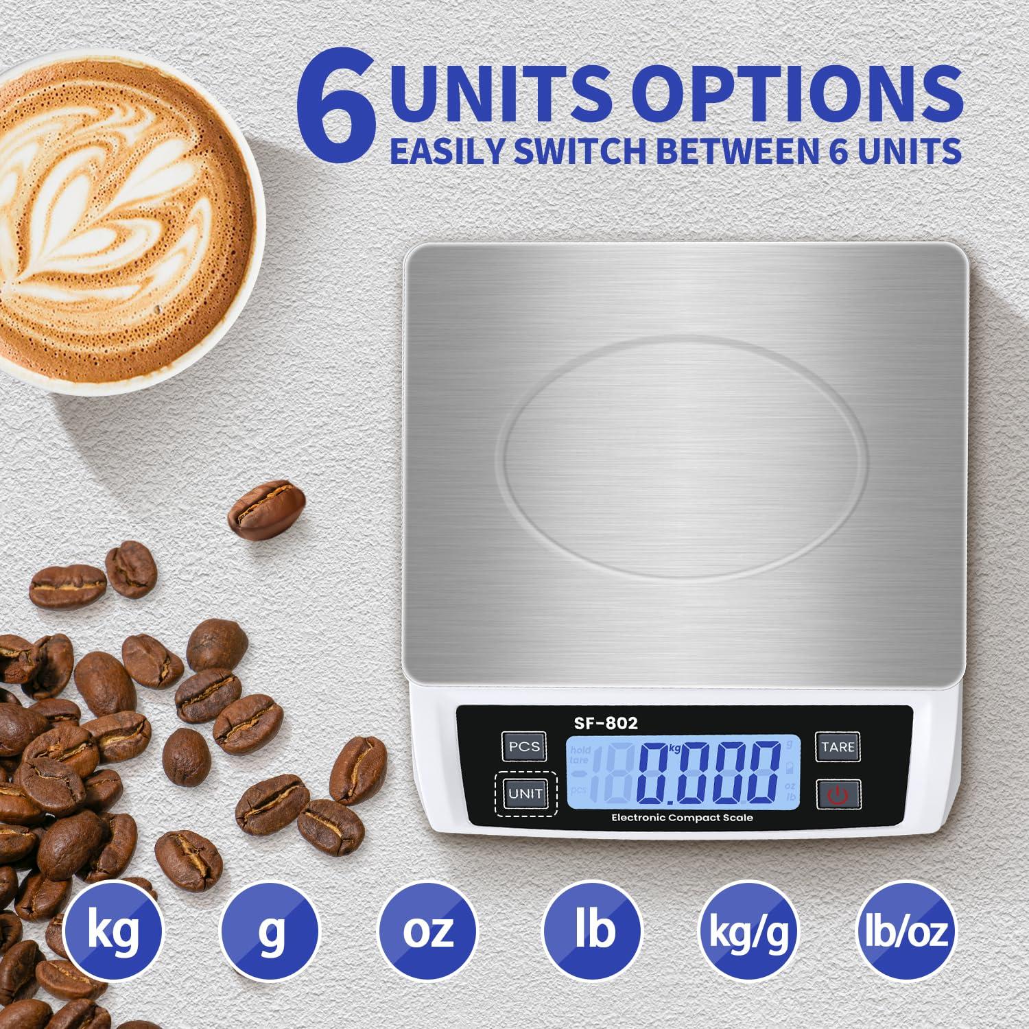 Escala de Cocina Digital 30kg JAQAZNVB Acero Inoxidable LCD