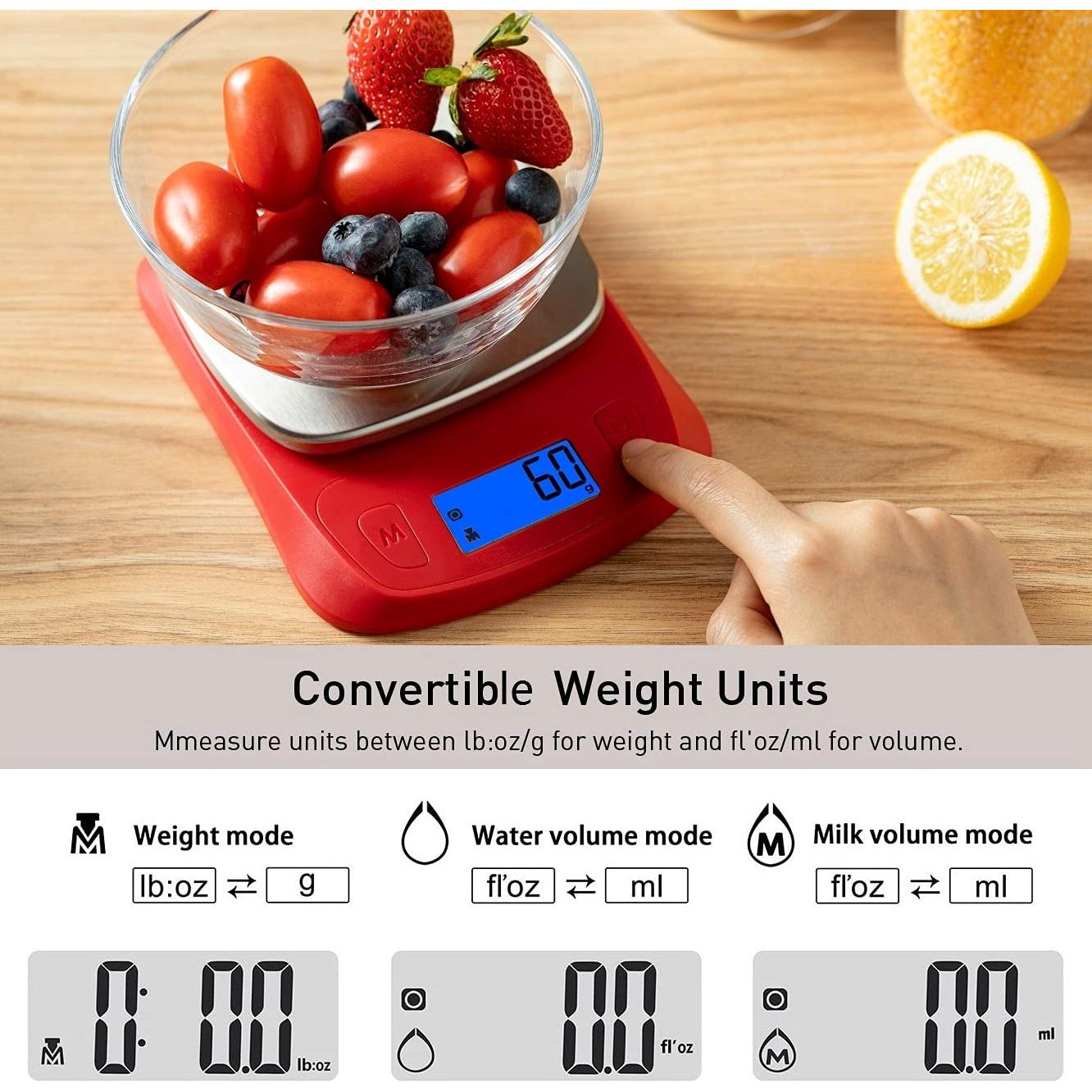 Balanza de Cocina Digital NUTRI FIT Ultra Slim 5kg Rojo