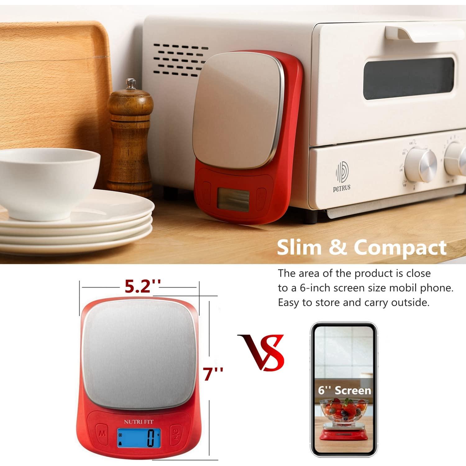 Balanza de Cocina Digital NUTRI FIT Ultra Slim 5kg Rojo