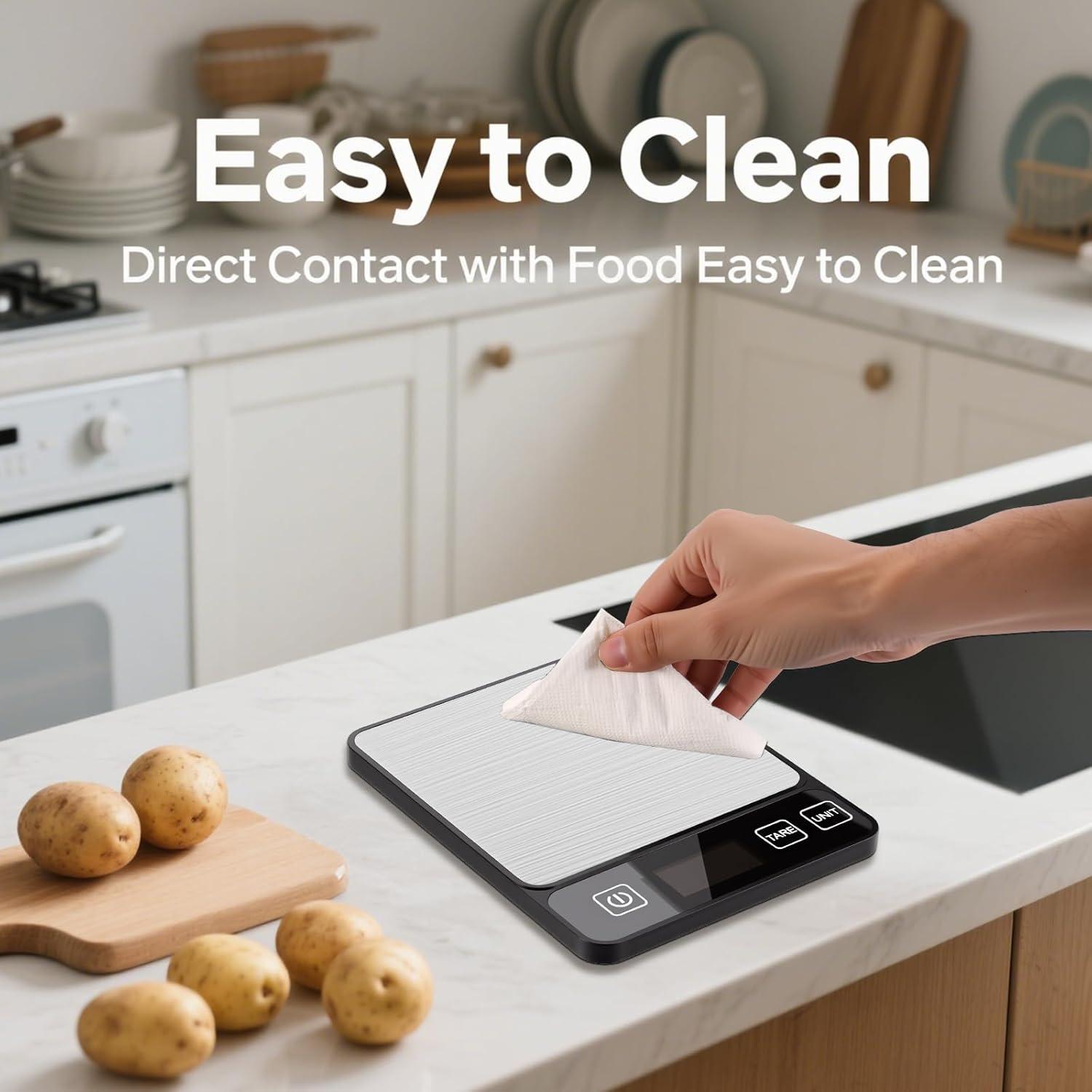 Báscula de Cocina Digital YONCON 10kg Acero Inoxidable LCD