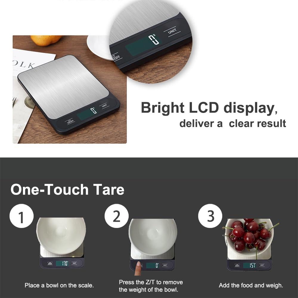 Báscula de Cocina Digital LunaCozy 5kg con Función de Tara