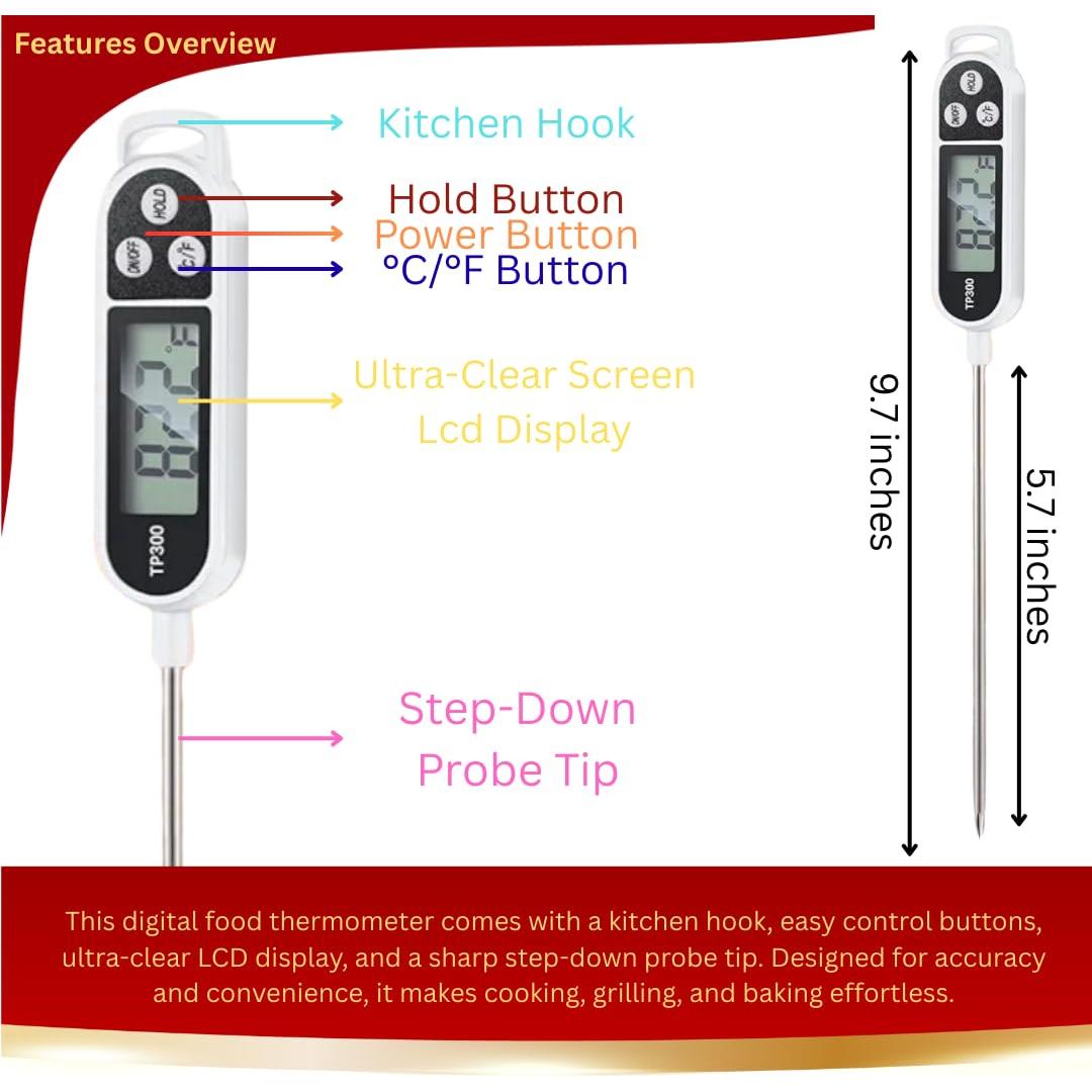 Termómetro Digital Instantáneo para Carne TP300 - Preciso y Rápido