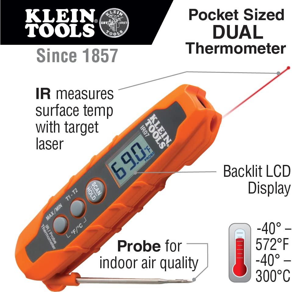 Termómetro Digital Infrarrojo y Sonda Klein Tools IR07