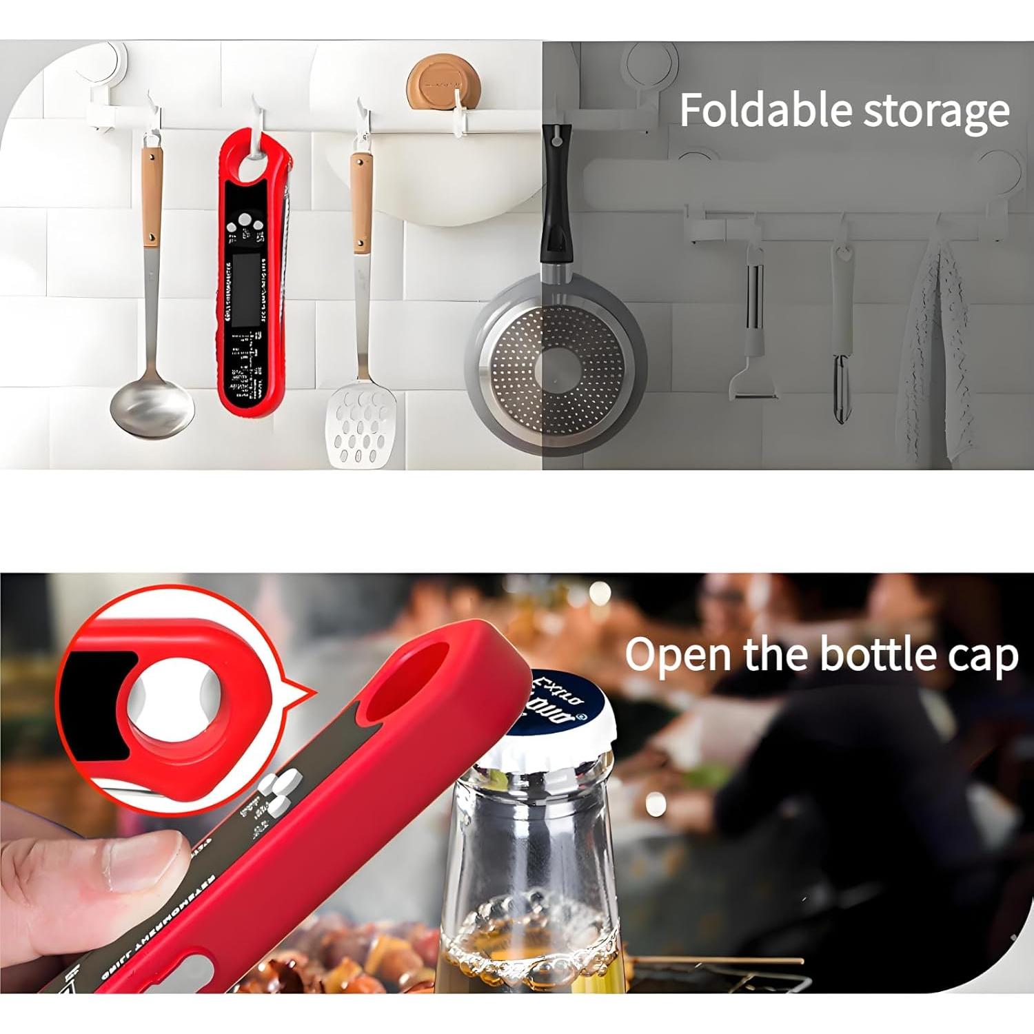 Termómetro Digital de Carne KimiQuatyz con Alarma y Abrebotellas