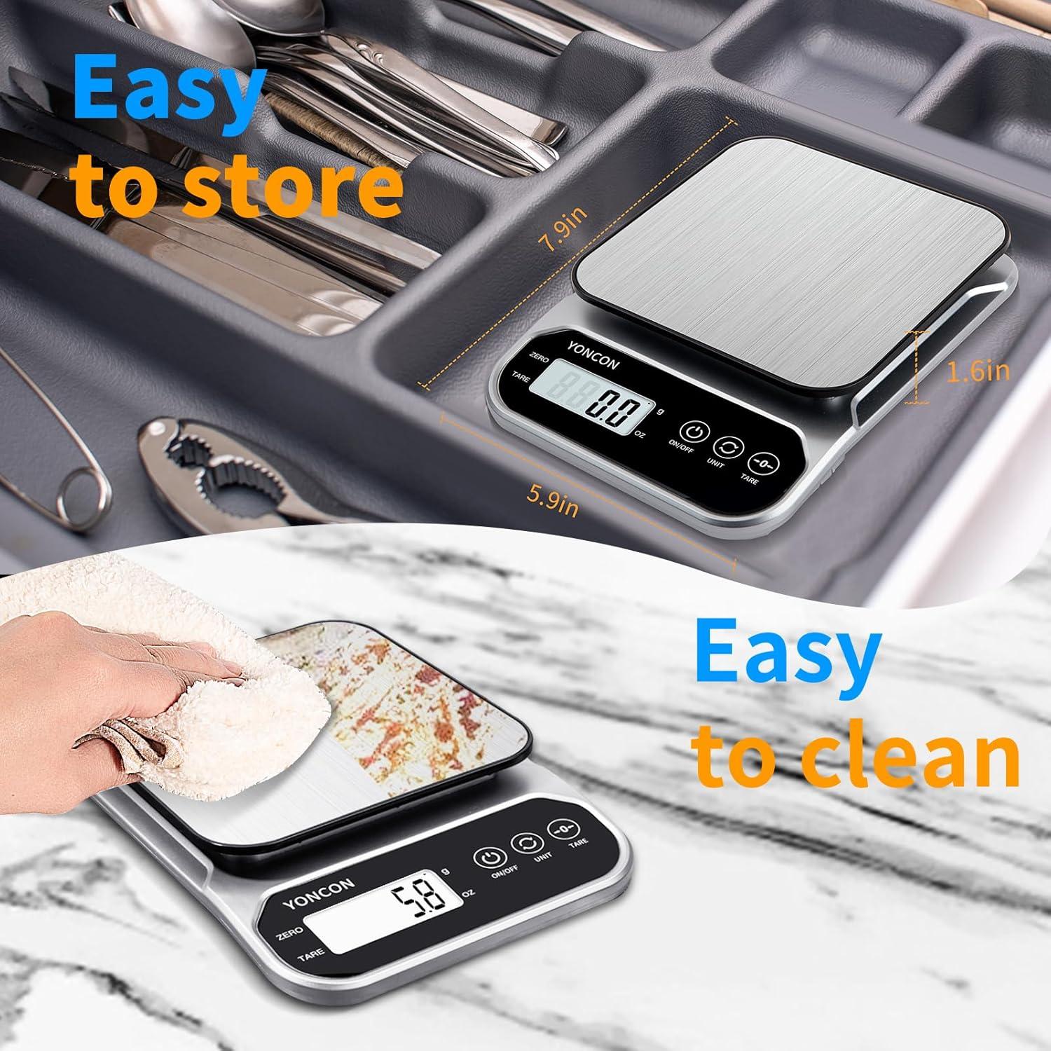Báscula de Cocina Digital YONCON 3kg/0.1g, Precisa y Función Tara