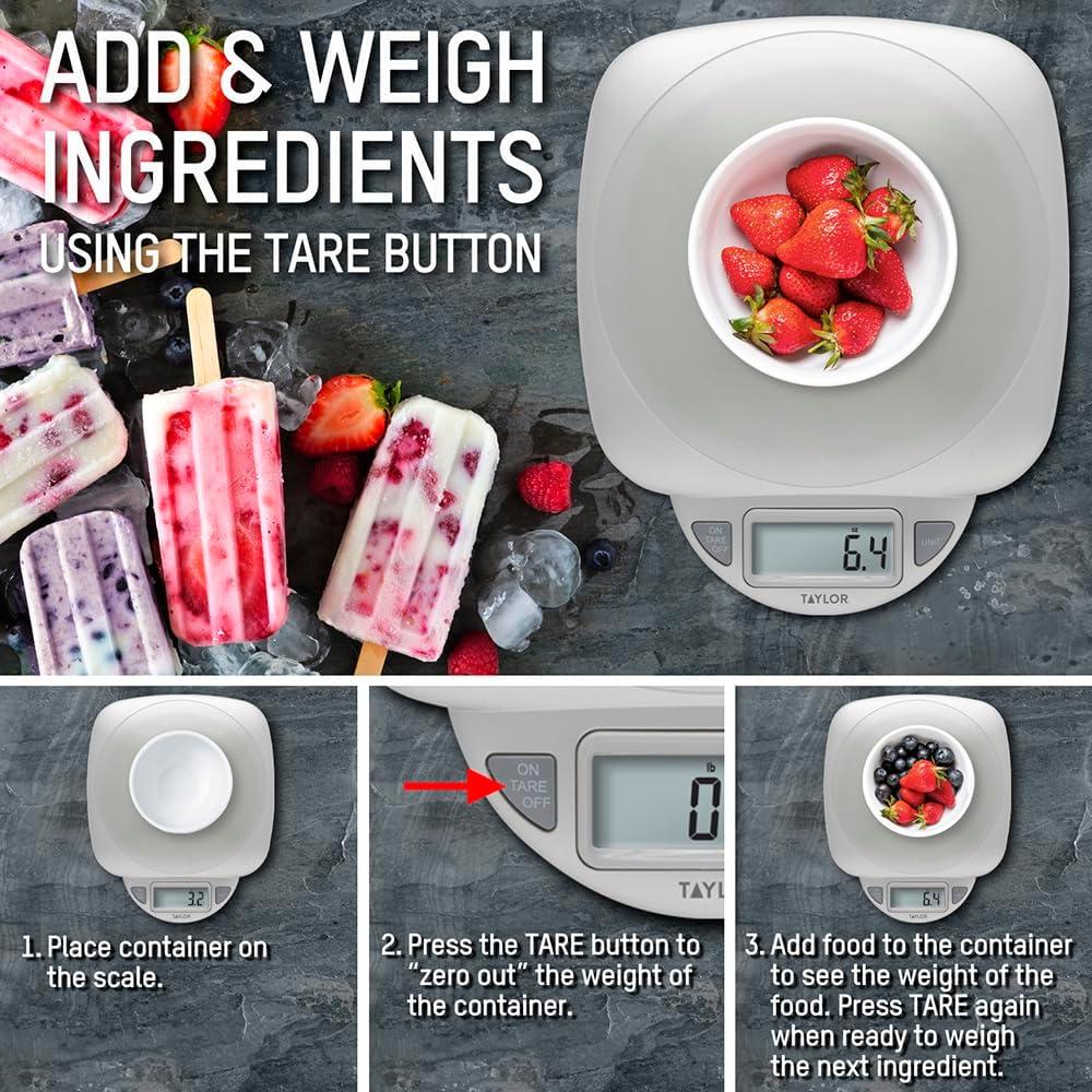 Balanza Digital de Cocina Taylor 5kg LCD Plata