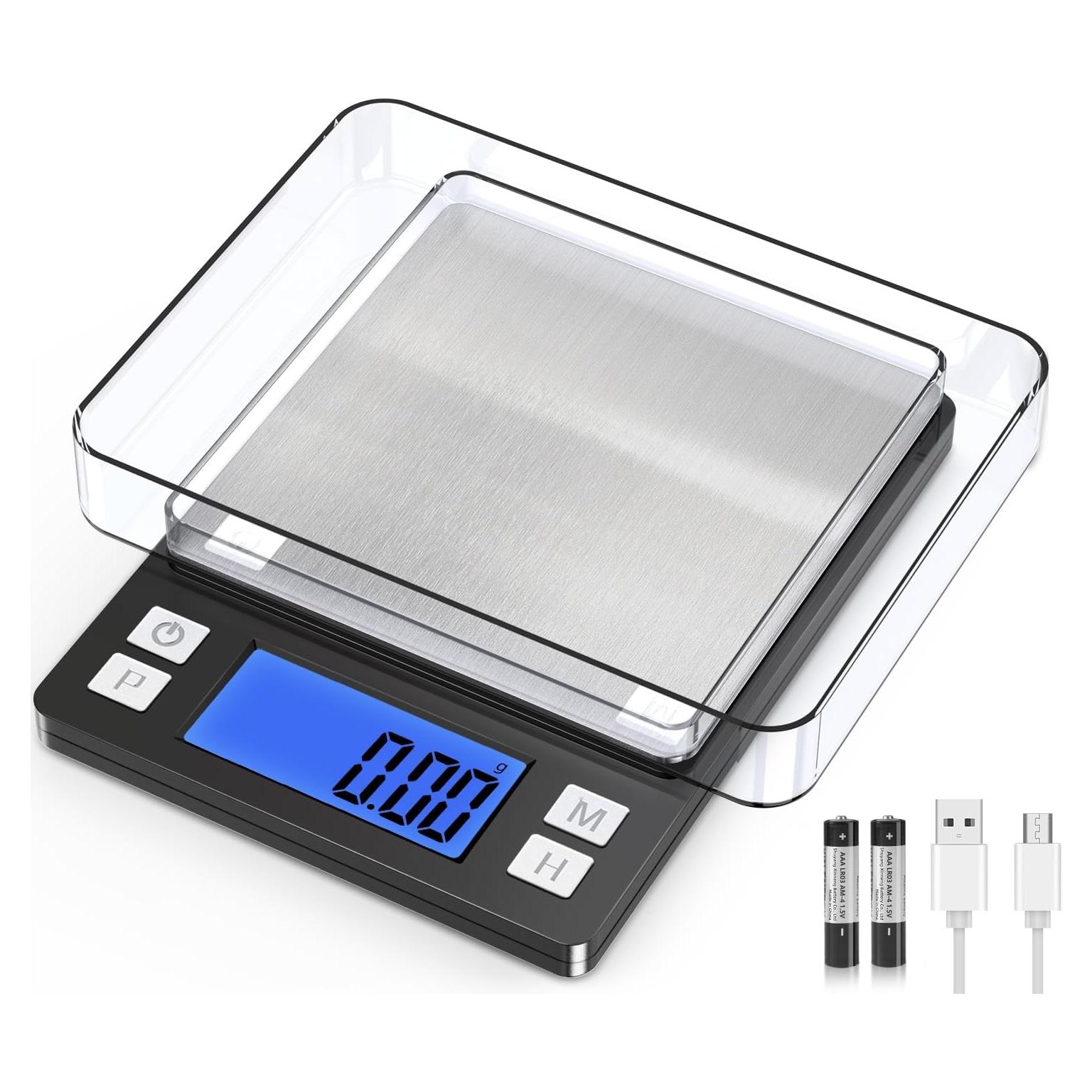 Balanza Digital BOMATA 0.01g/1kg Recargable USB Pantalla Grande