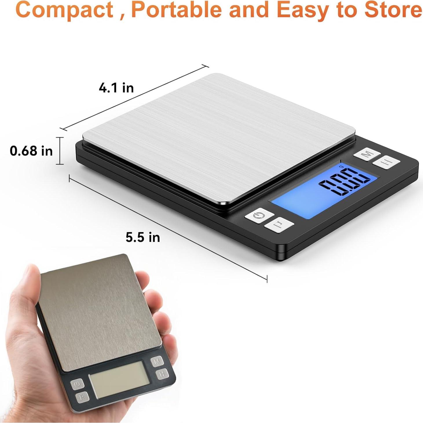 Balanza Digital BOMATA 0.01g/1kg Recargable USB Pantalla Grande