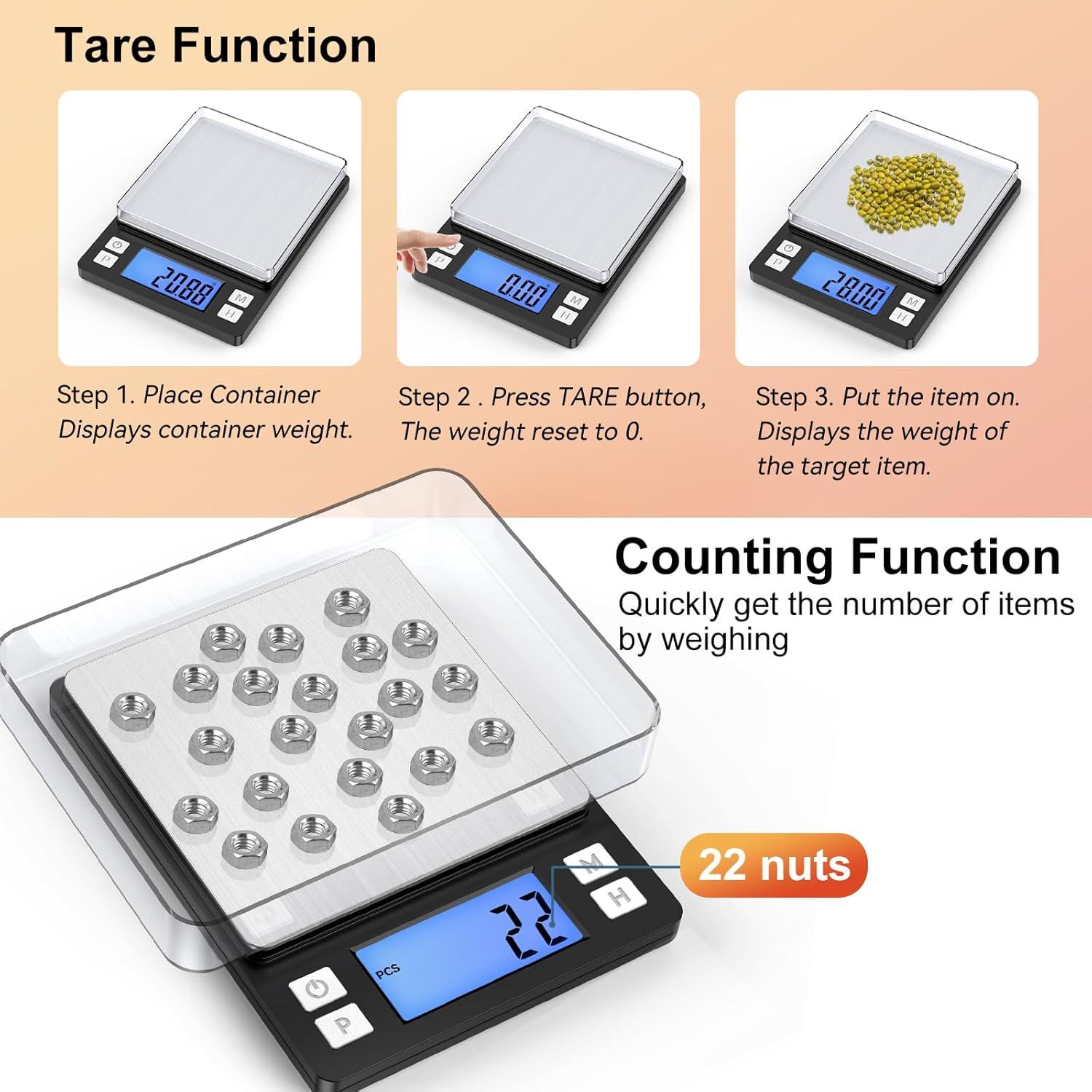 Balanza Digital BOMATA 0.01g/1kg Recargable USB Pantalla Grande