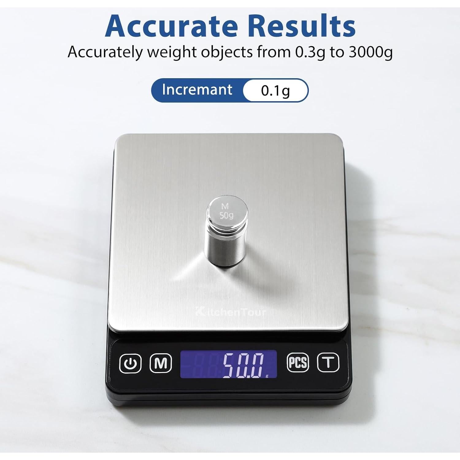 Báscula Digital de Cocina KitchenTour EG5001 - 3000g/0.1g