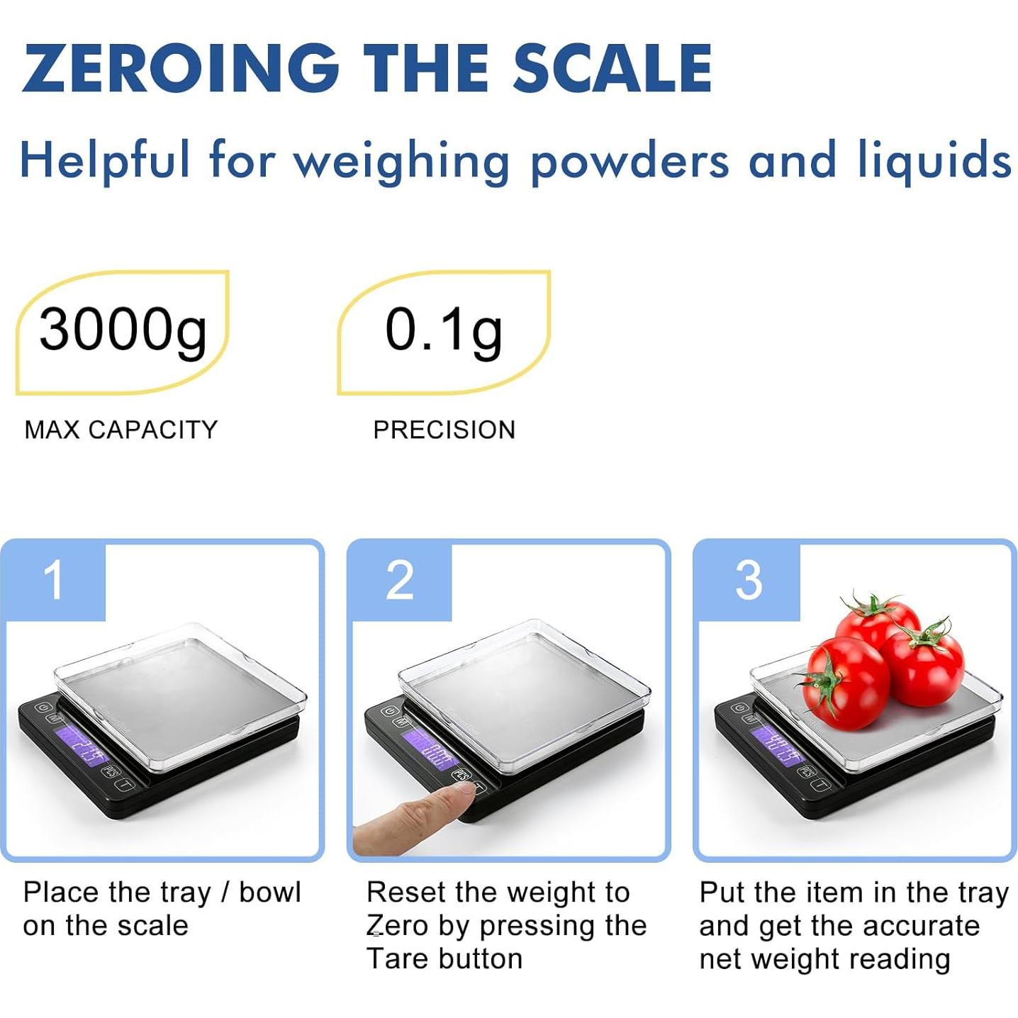 Báscula Digital de Cocina KitchenTour EG5001 - 3000g/0.1g