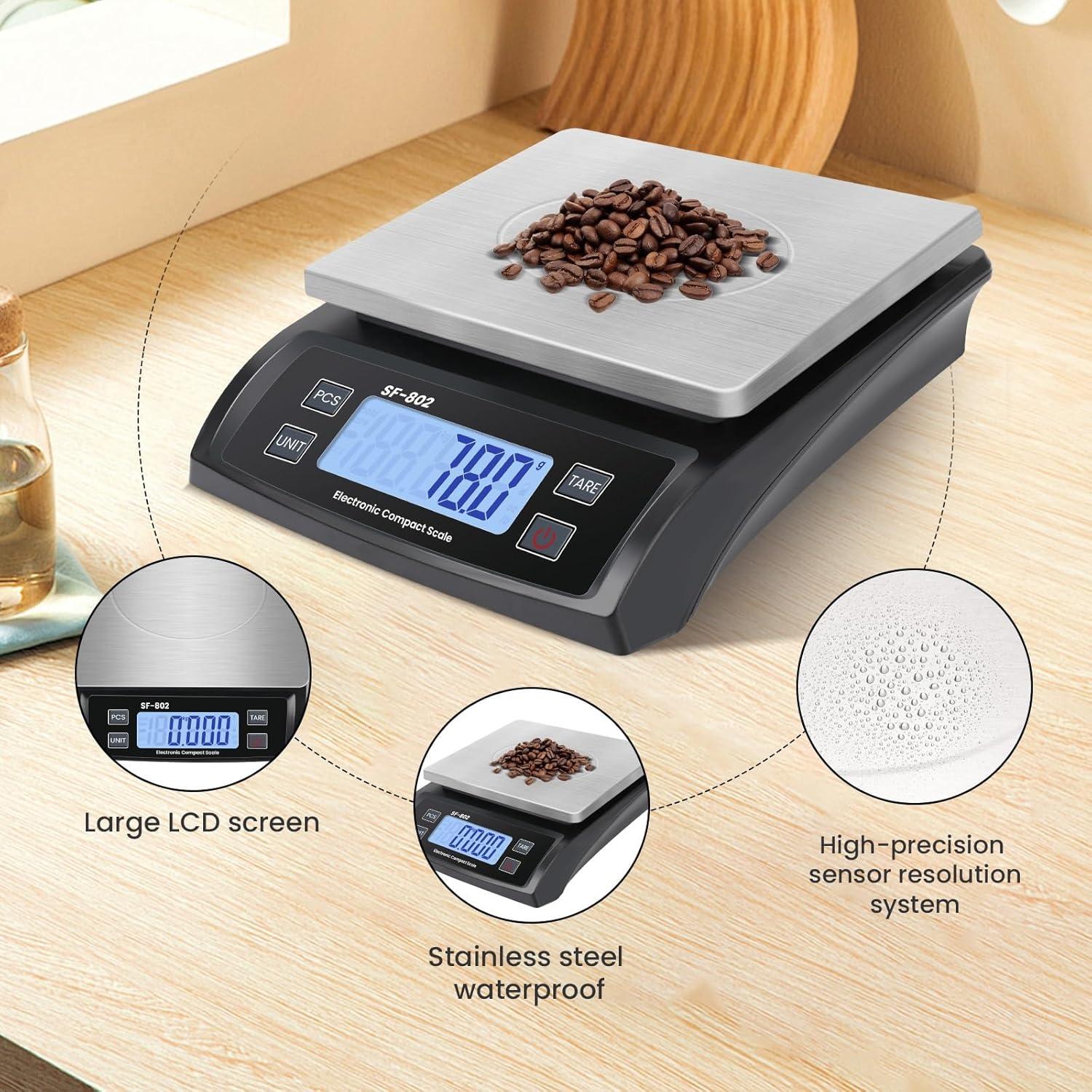 Escala de Cocina Digital 30kg Puozult Acero Inoxidable LCD