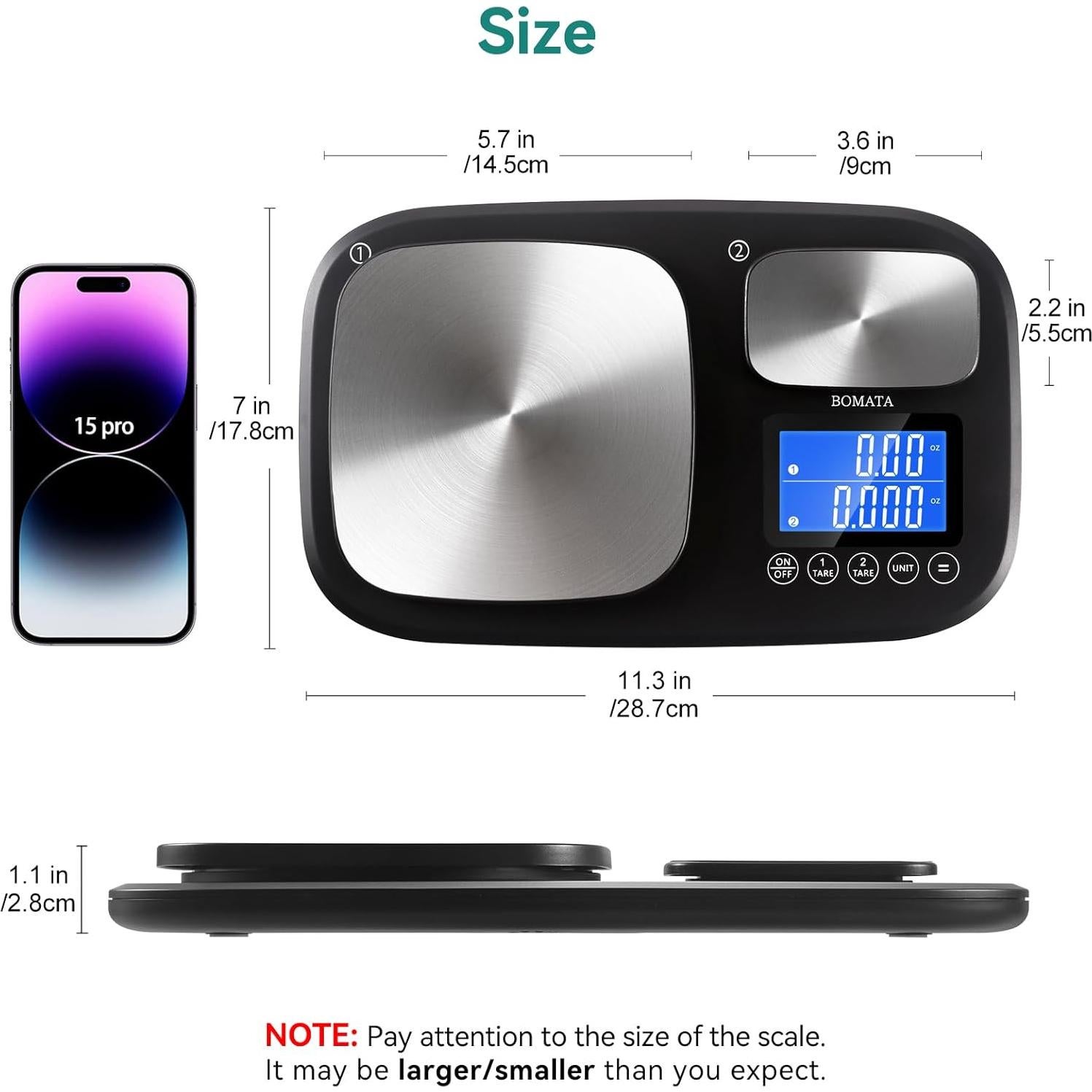 Balanza de Cocina Digital BOMATA Doble Plataforma 15kg