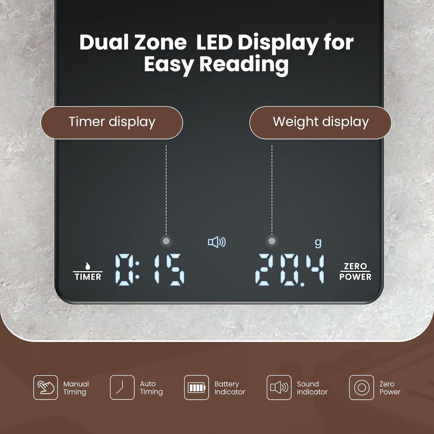 Balanza Digital de Café Maestri House 2kg/0.1g Negra