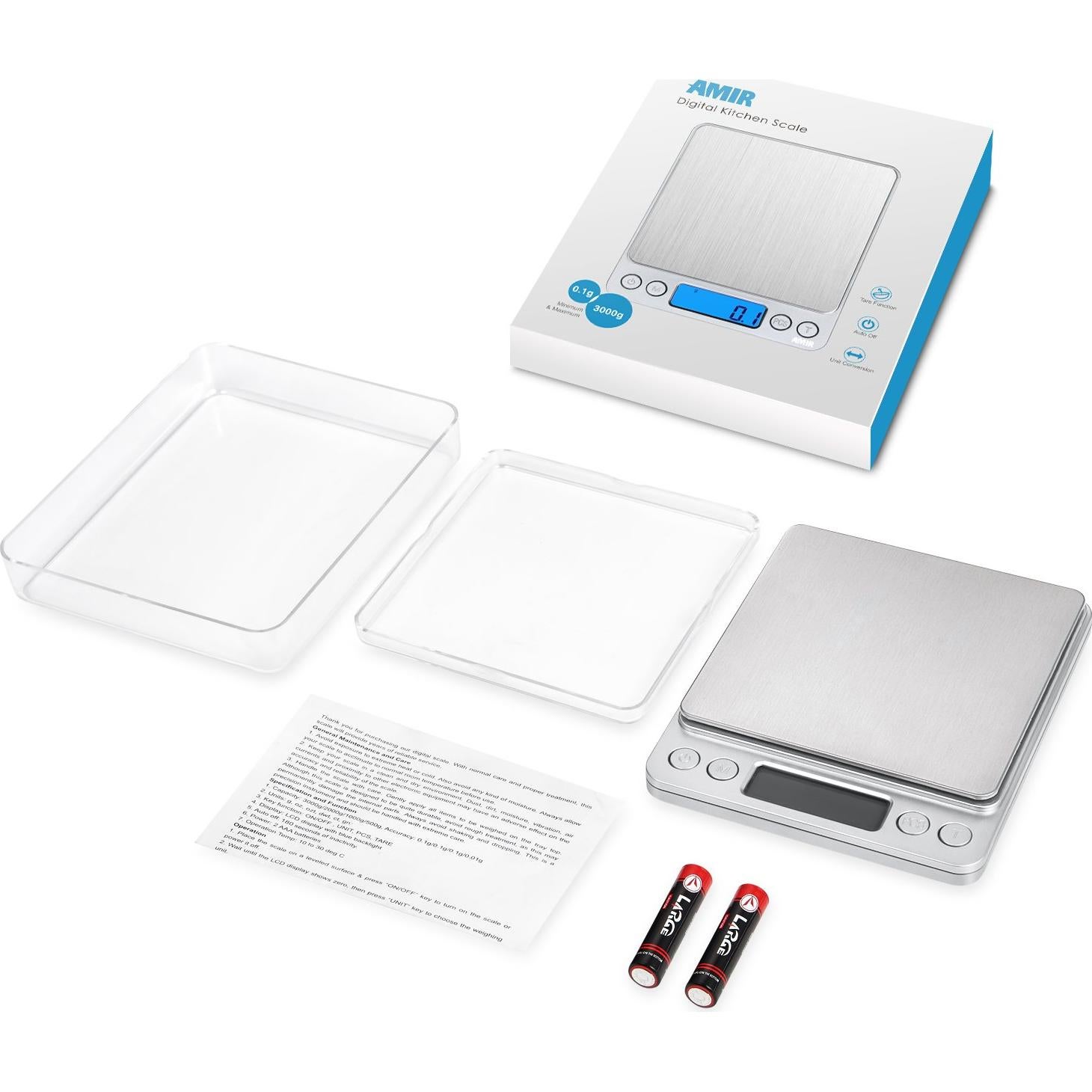 Báscula de Cocina Digital AMIR 3000g Acero Inoxidable