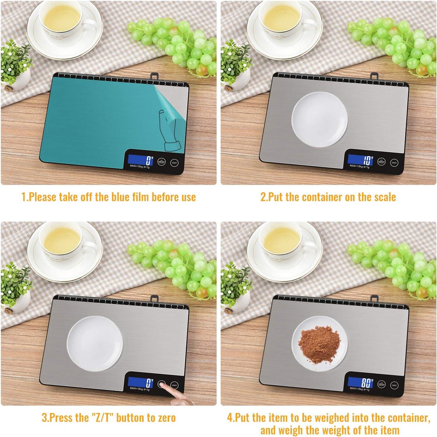 Escala de Cocina Digital Diyife 33lb Acero Inoxidable LCD