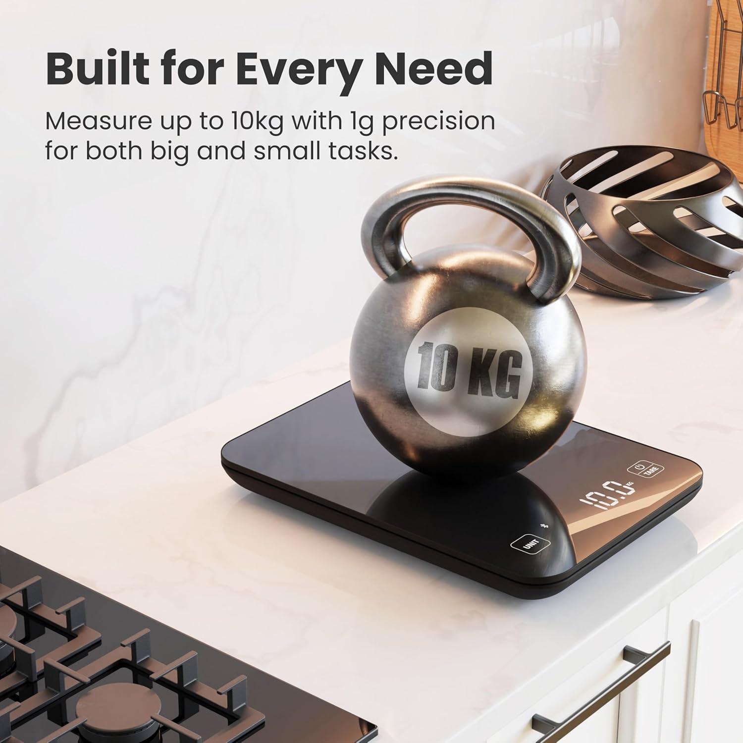 Báscula de Cocina Digital Qahhar 10kg Pantalla LED Impermeable