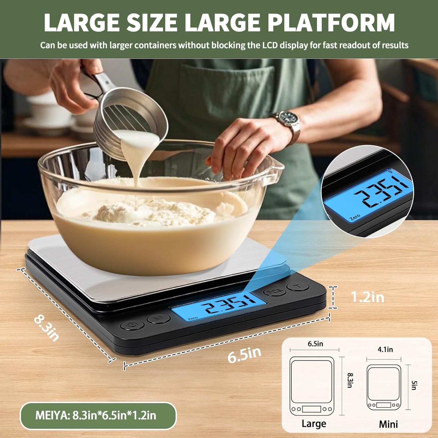Escala Digital de Cocina MEIYA 5kg 0.1g Pantalla LCD Acero Inoxidable