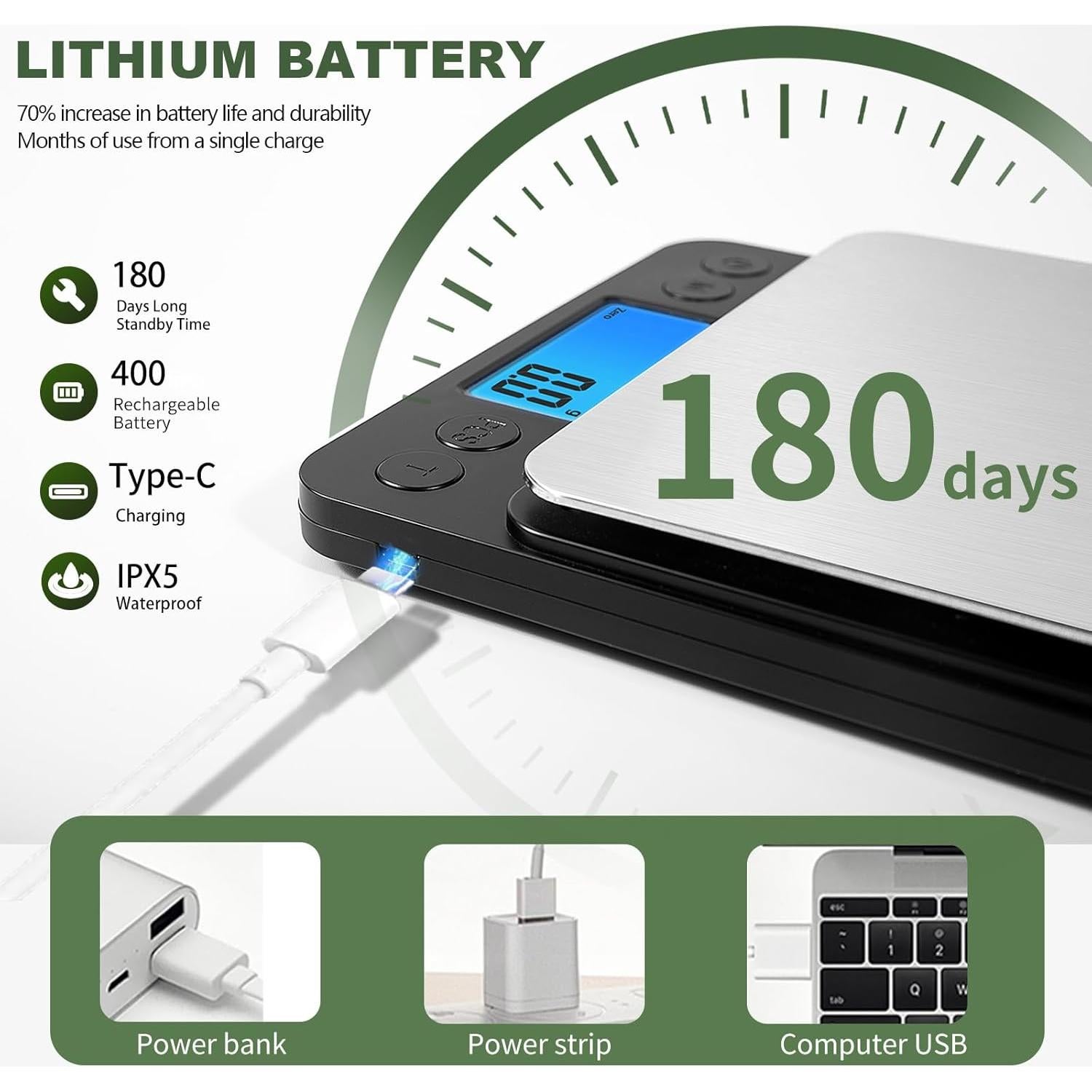 Escala Digital de Cocina MEIYA 5kg 0.1g Pantalla LCD Acero Inoxidable