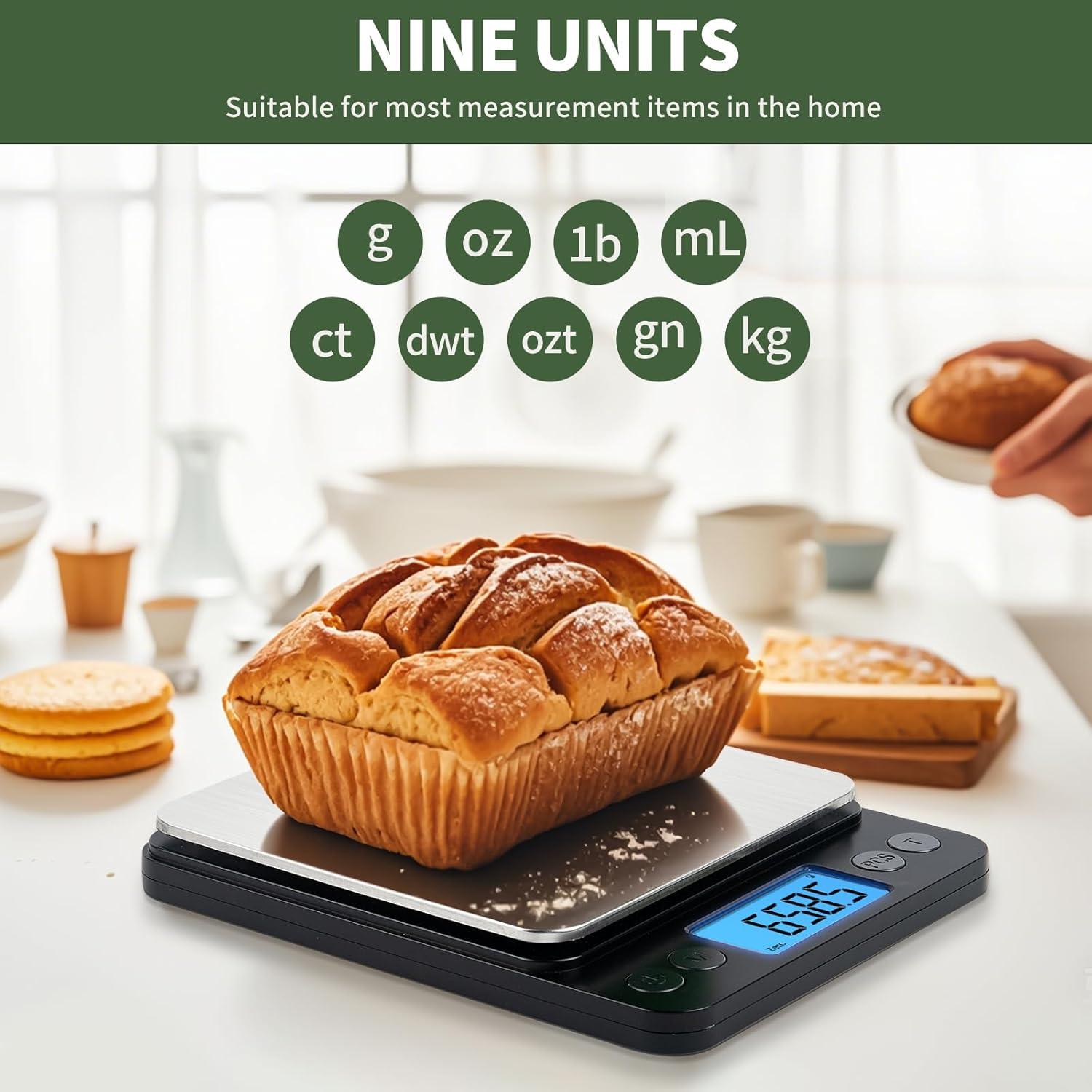 Escala Digital de Cocina MEIYA 5kg 0.1g Pantalla LCD Acero Inoxidable