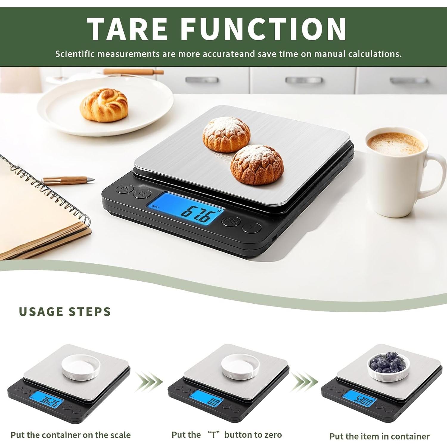 Escala Digital de Cocina MEIYA 5kg 0.1g Pantalla LCD Acero Inoxidable