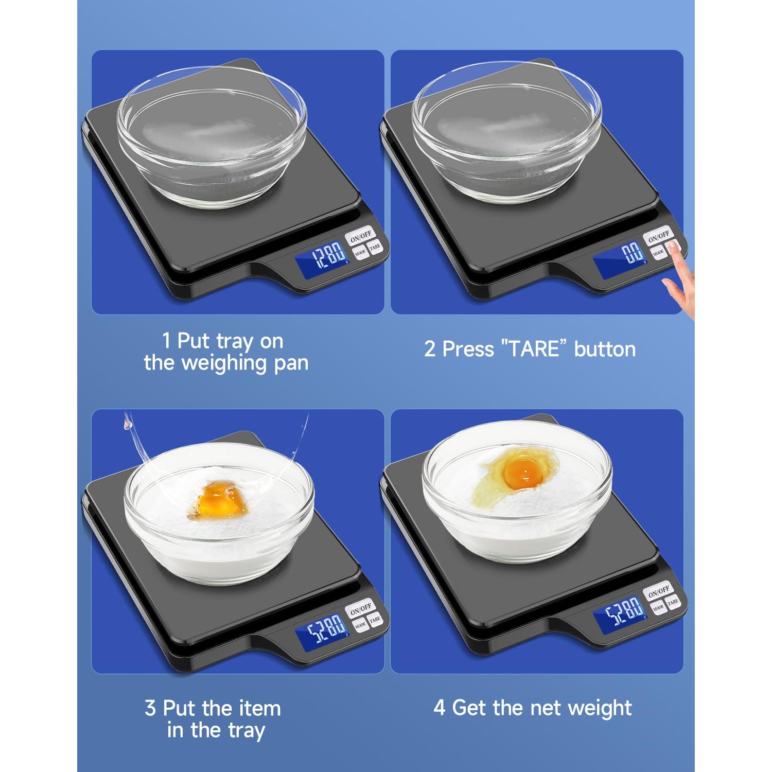 Escala de Cocina KUBEI 5kg Alta Precisión 0.1g Recargable USB