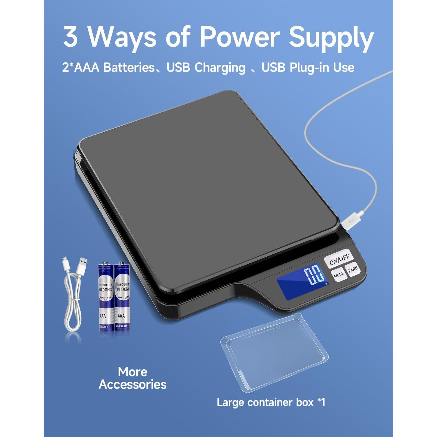 Escala de Cocina KUBEI 5kg Alta Precisión 0.1g Recargable USB