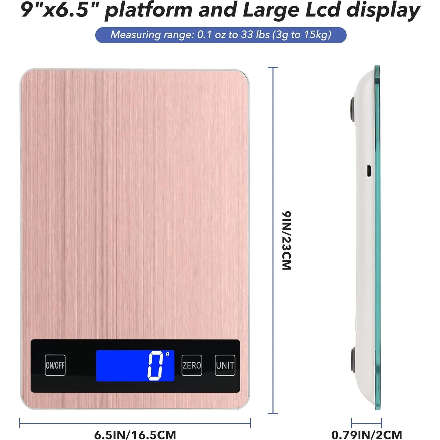 Escala Digital de Cocina VIRENZZO 15kg USB Acero Inoxidable