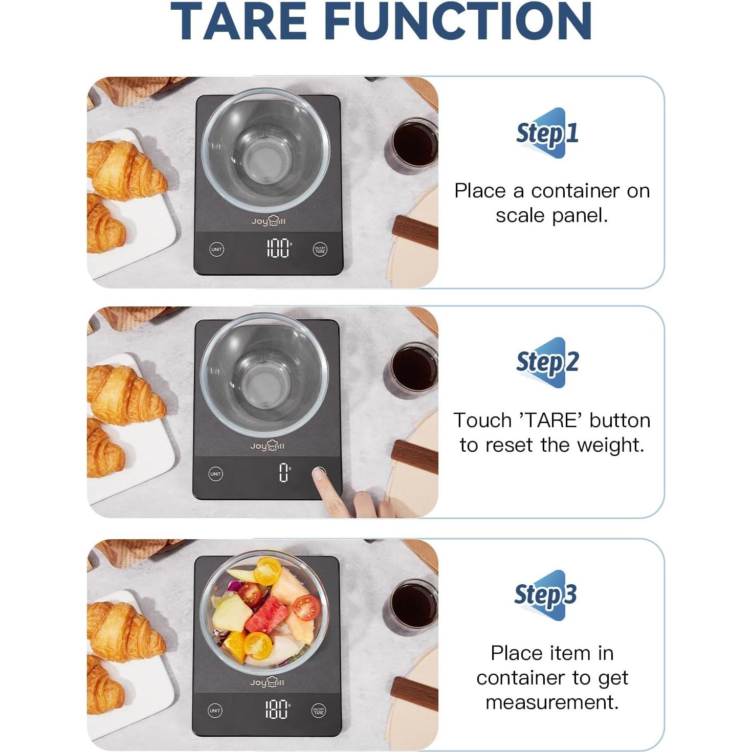 Balanza de Cocina Digital Joyhill 10kg Acero Inoxidable LED