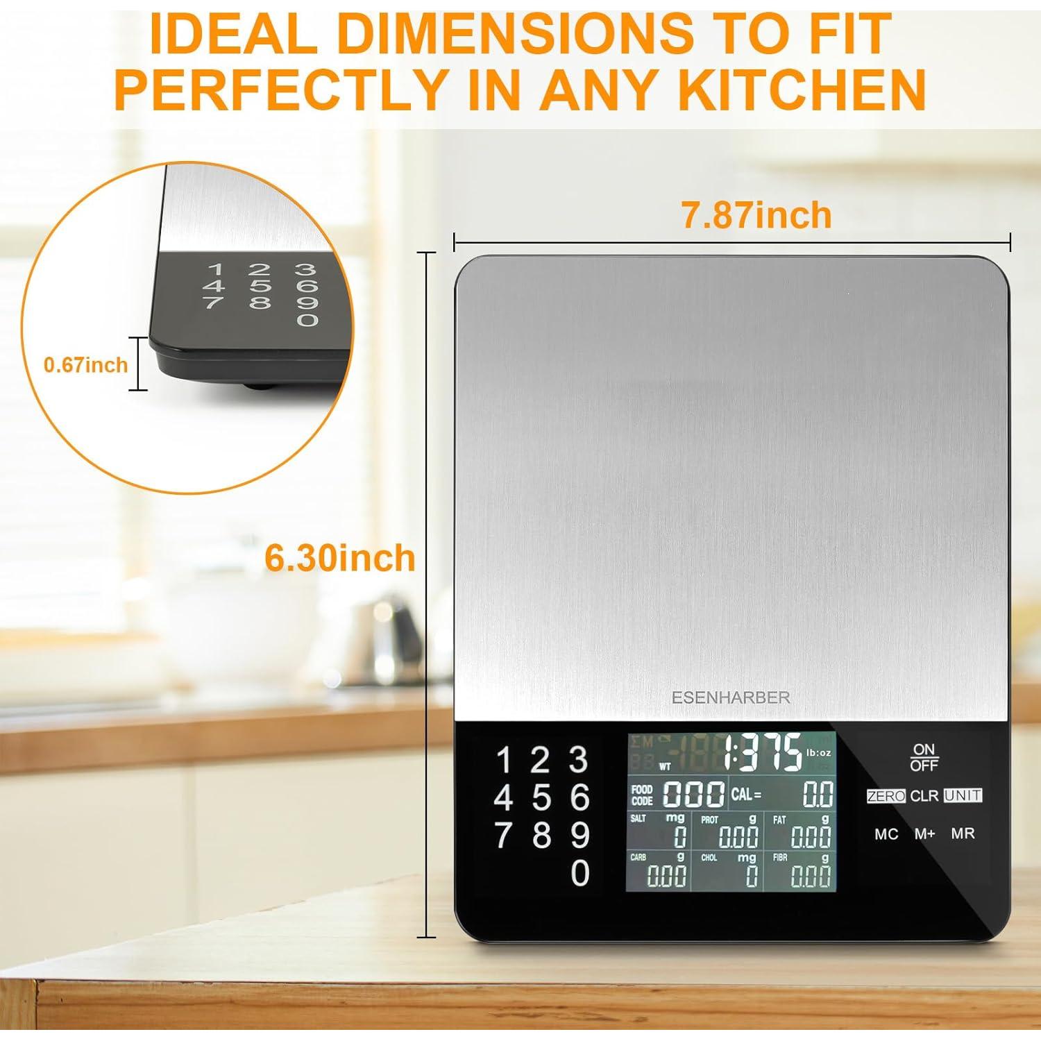 Báscula de Alimentos Digital Esenharber con Calculadora Nutricional