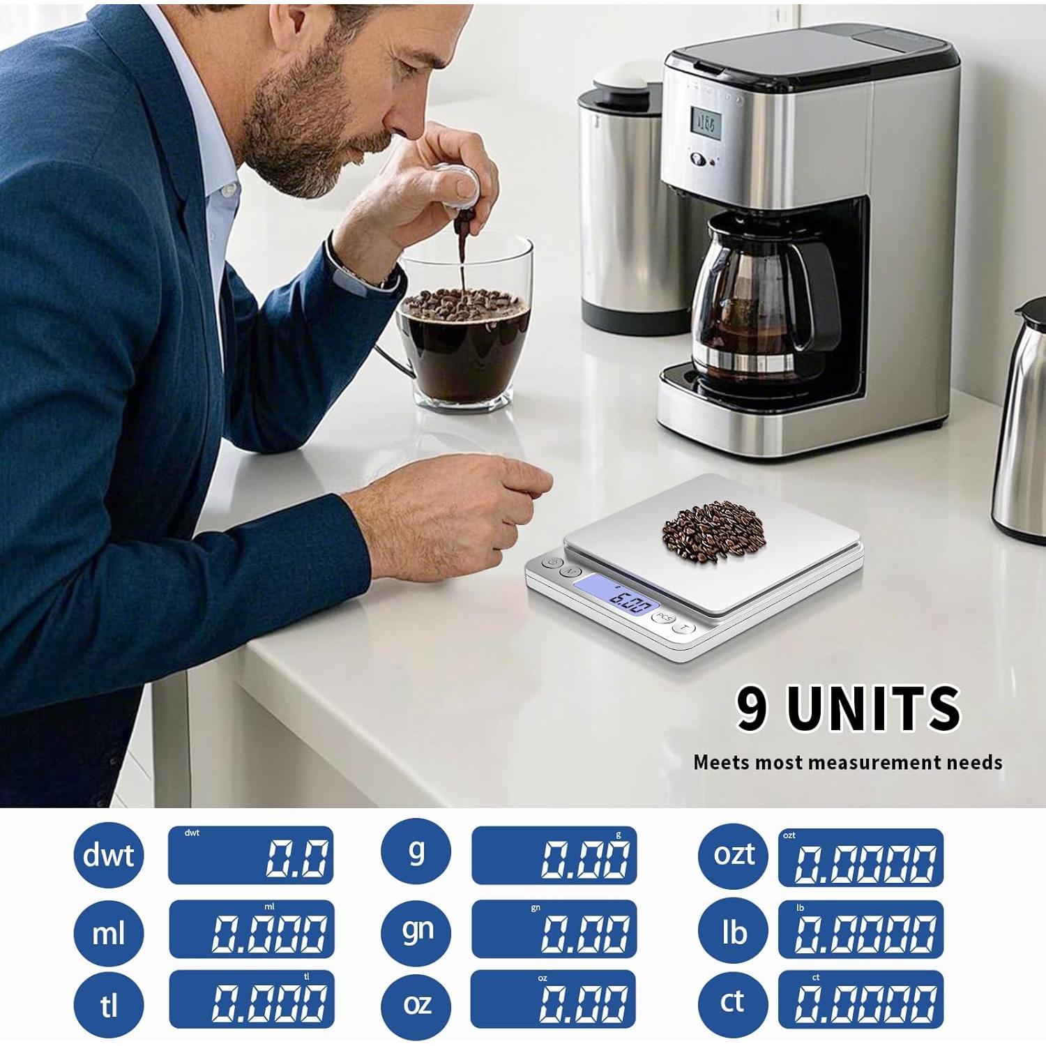 Báscula Digital de Cocina MEIYA 500g Precisión 0.01g Plata