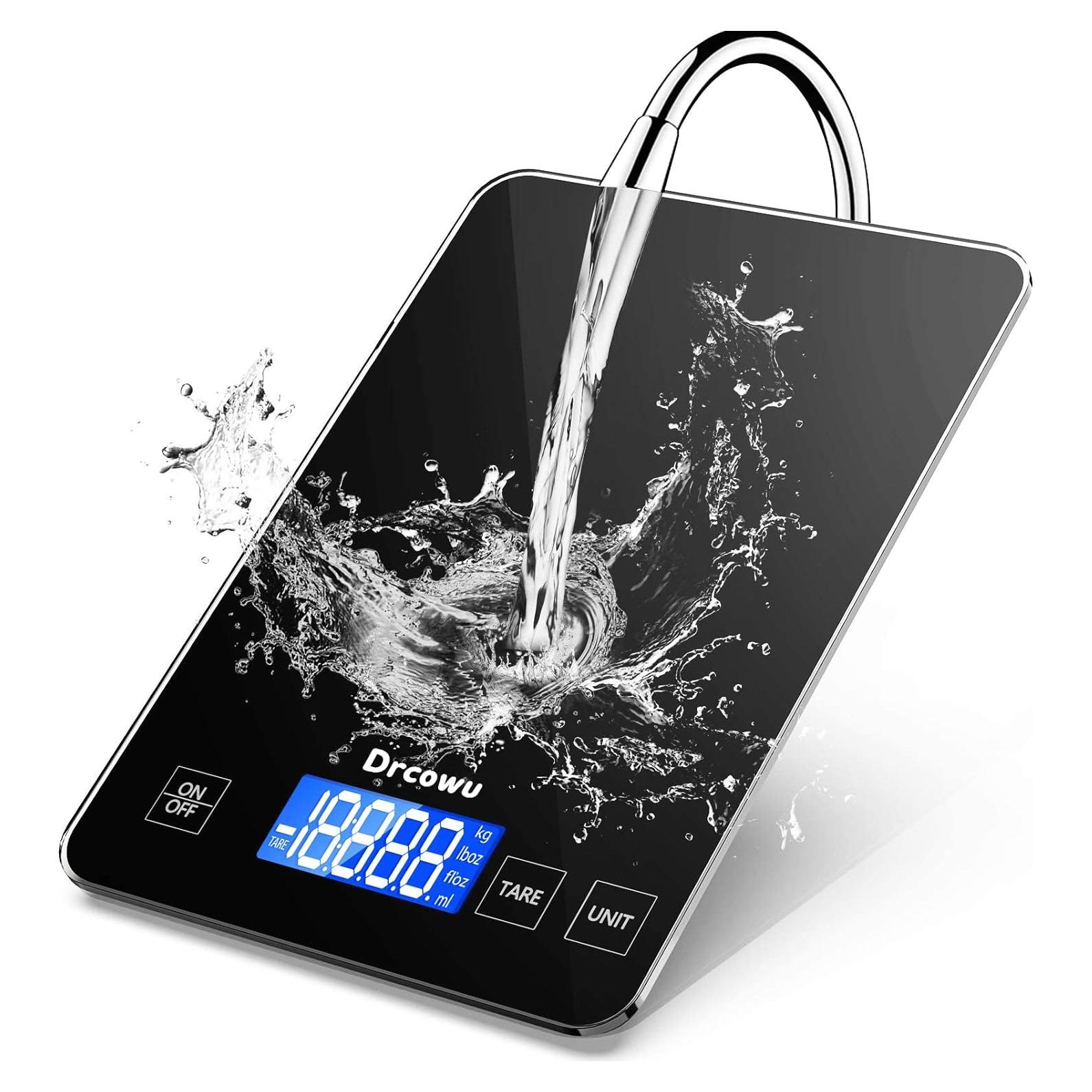 Escala de Cocina Digital Drcowu 15kg con Pantalla LCD Negra