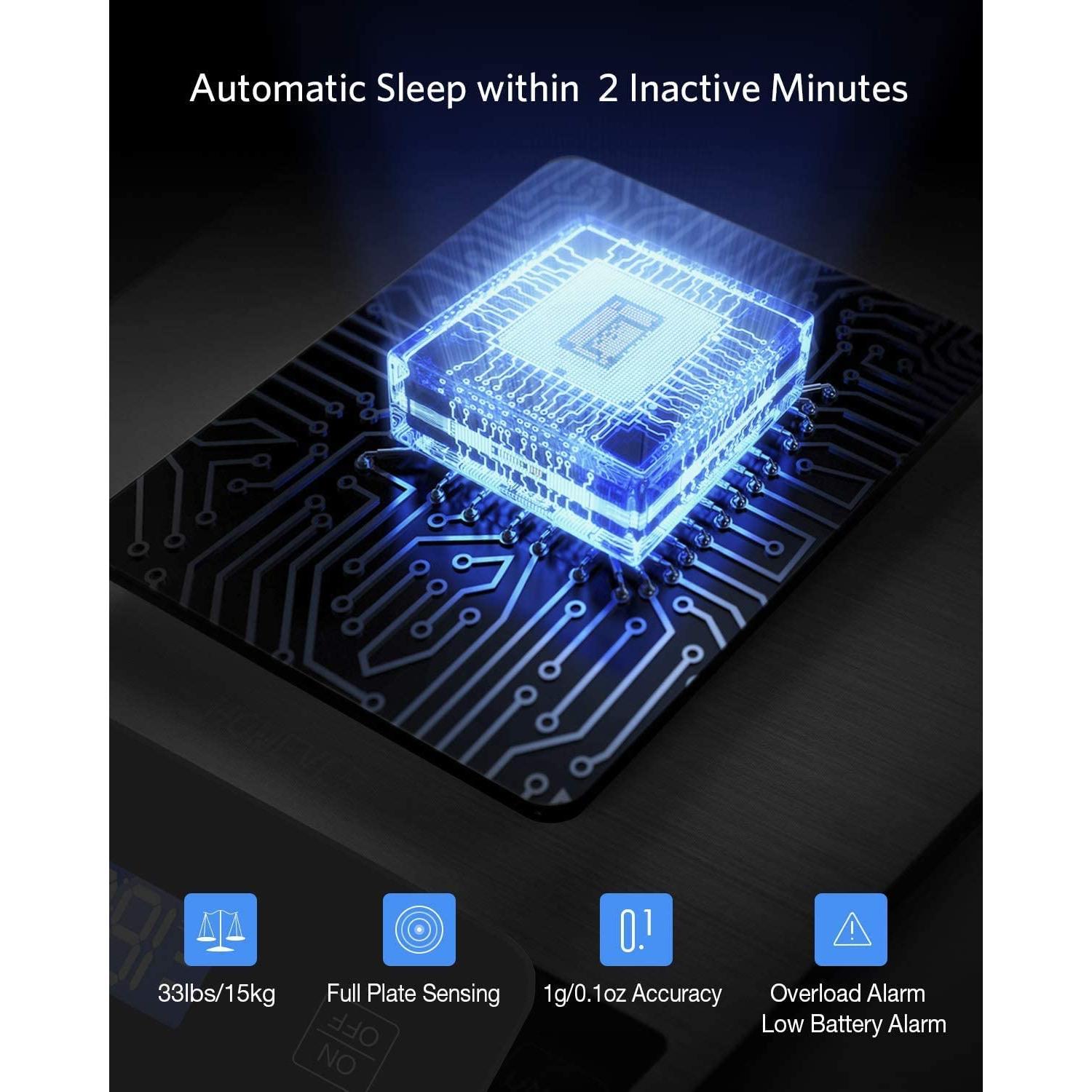 Escala de Cocina Digital Drcowu 15kg con Pantalla LCD Negra